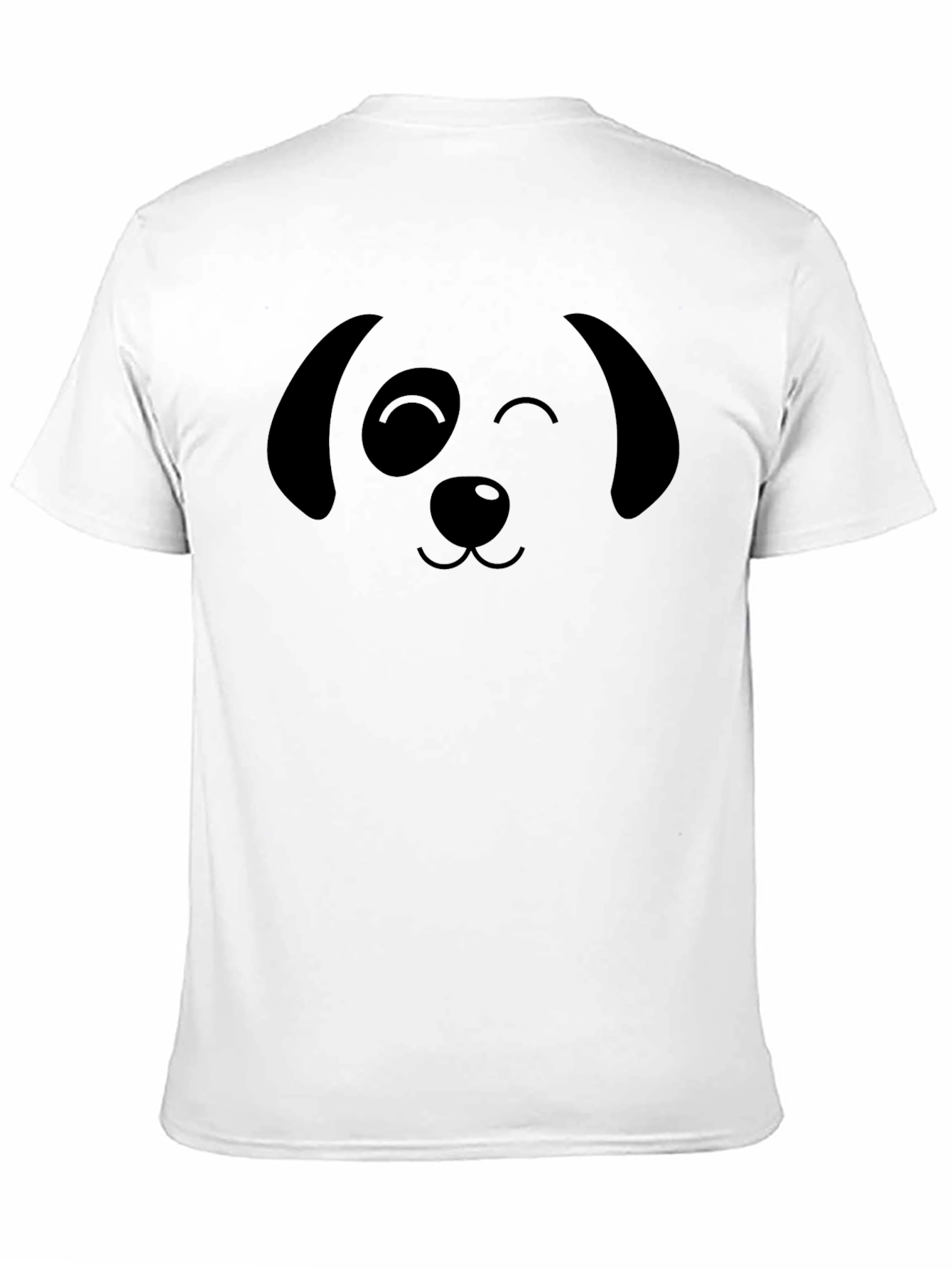 Cute Dog Face Graphic T-Shirt - Black