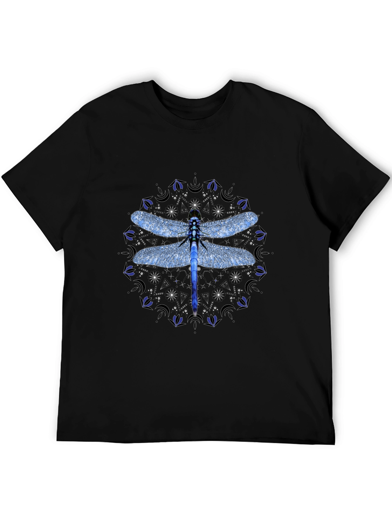Dragonfly Mandala Graphic T-Shirt - Black