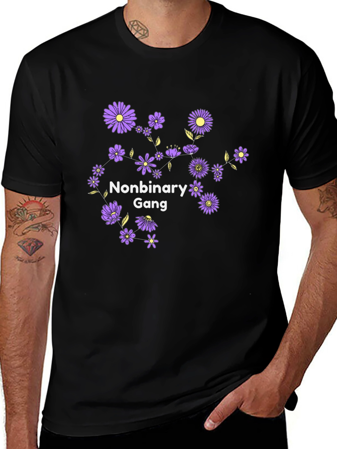 Nonbinary Gang Floral Graphic T-Shirt