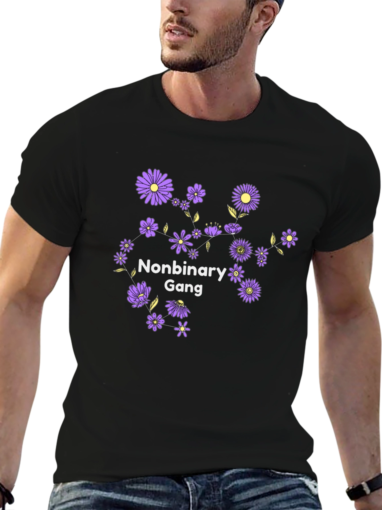Nonbinary Gang Floral Graphic T-Shirt