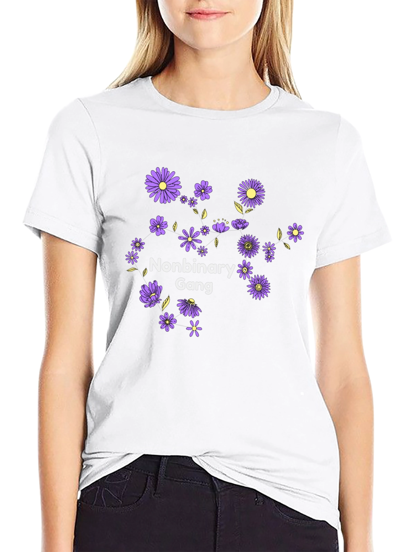 Nonbinary Gang Floral Graphic T-Shirt