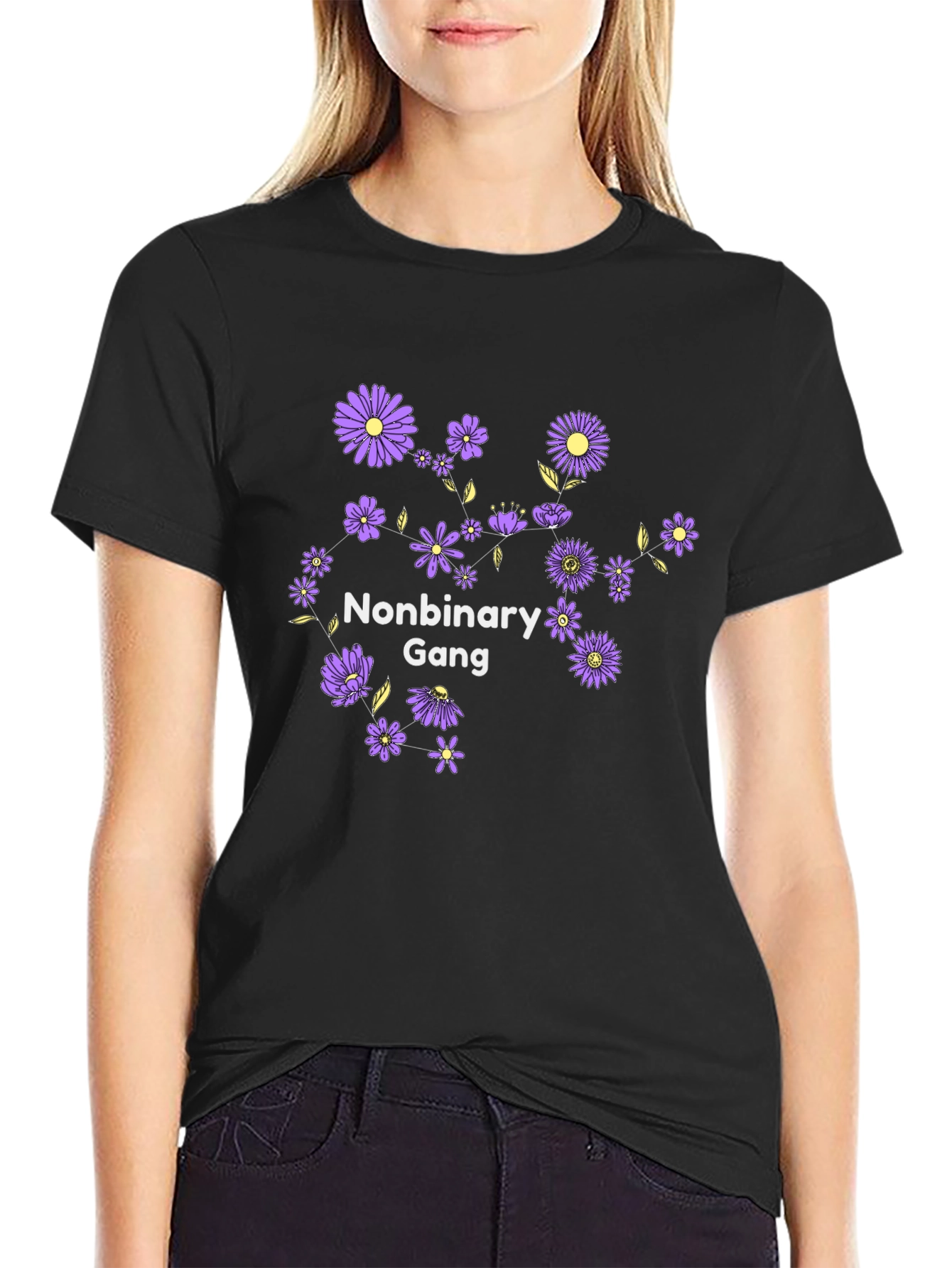 Nonbinary Gang Floral Graphic T-Shirt