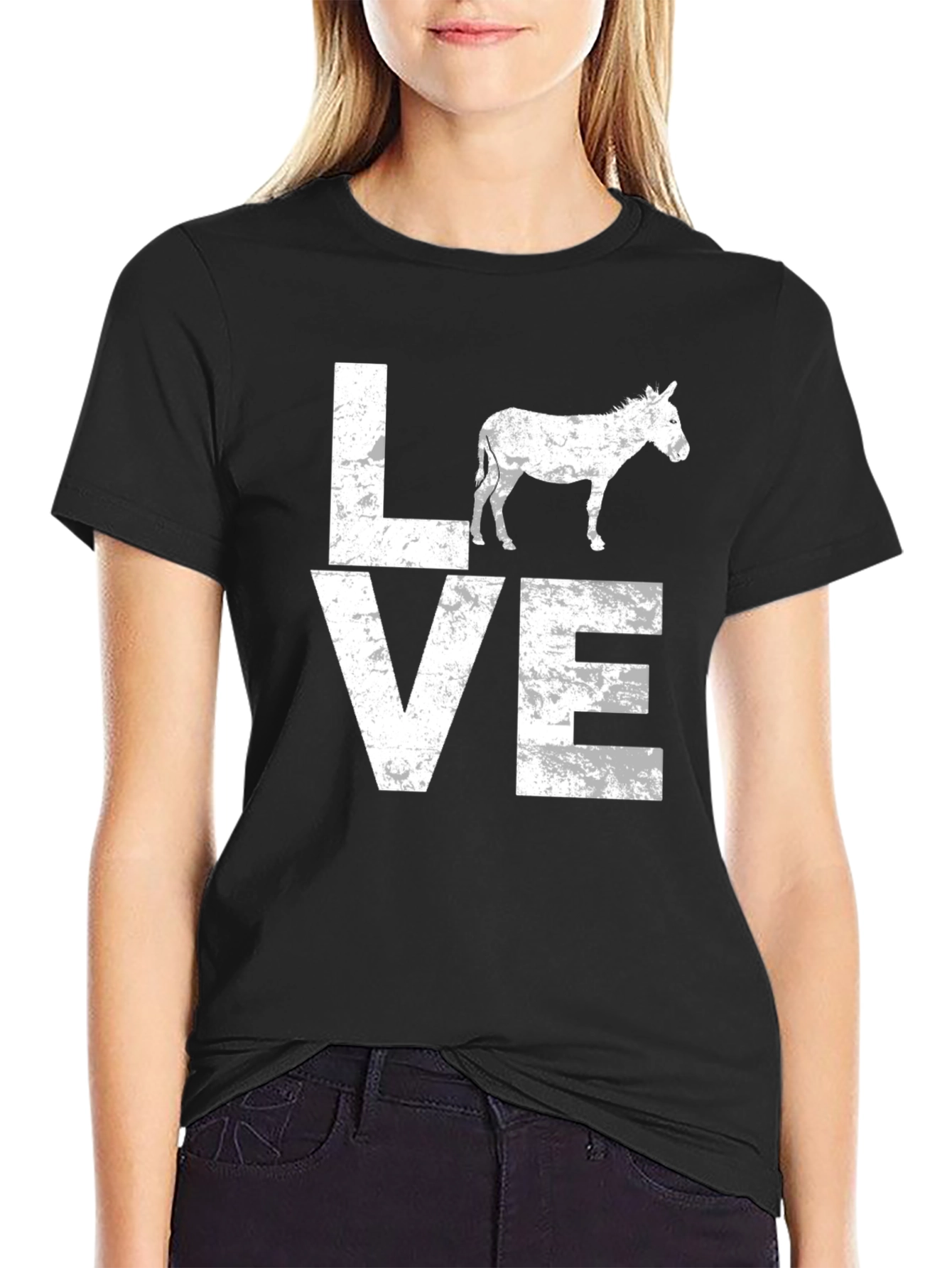 Love Donkey Black Graphic T-Shirt