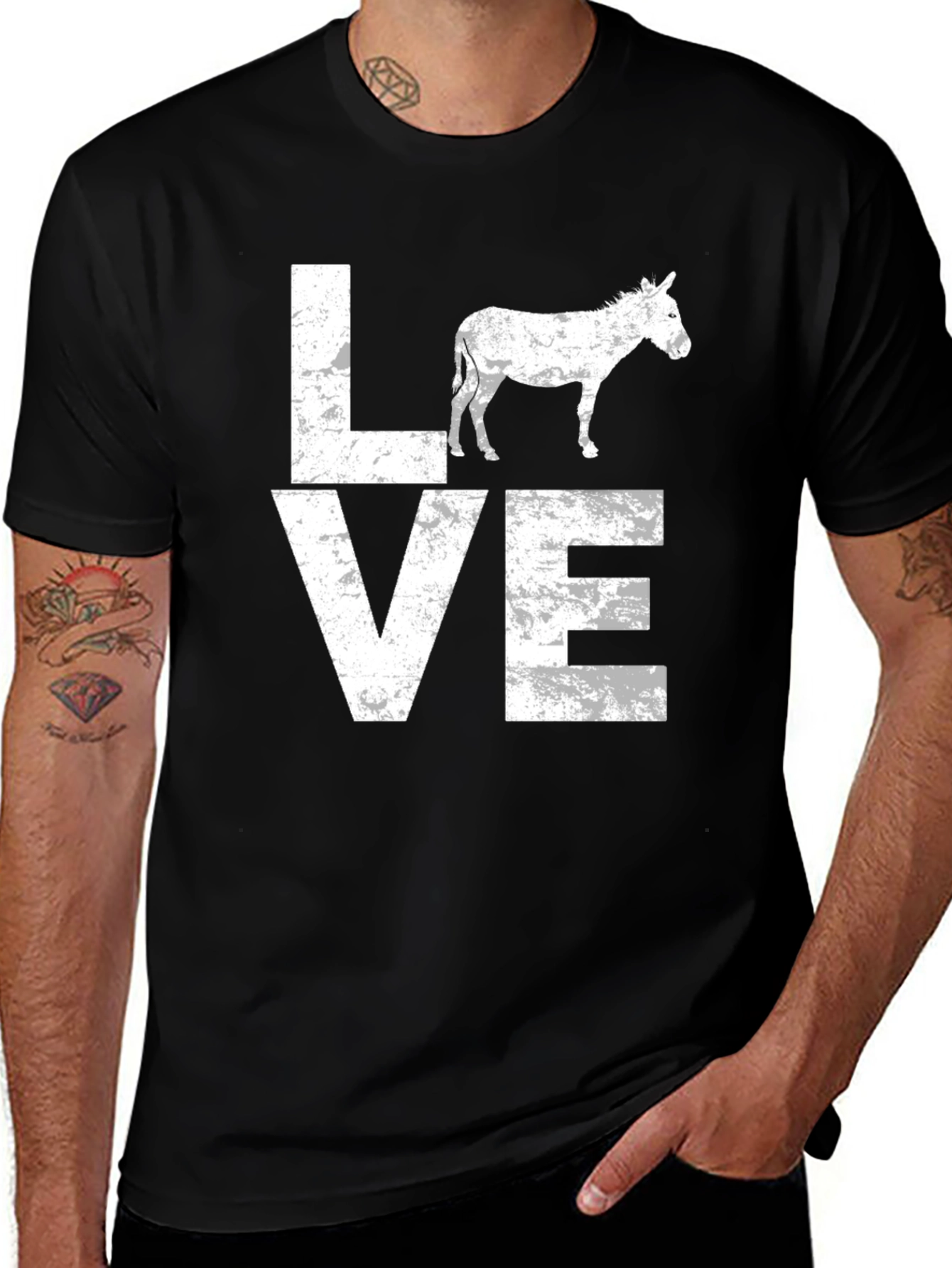 Love Donkey Black Graphic T-Shirt