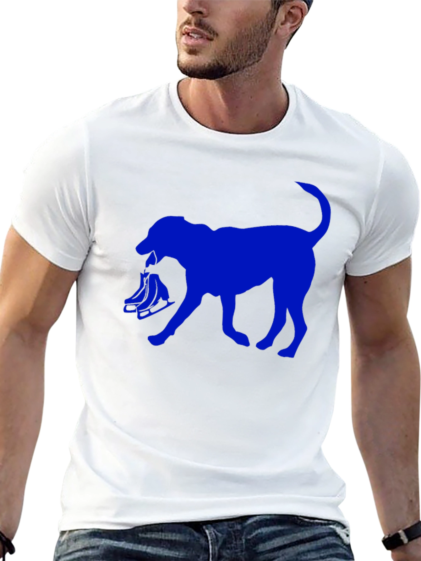Dog with Skates Graphic T-Shirt - Black