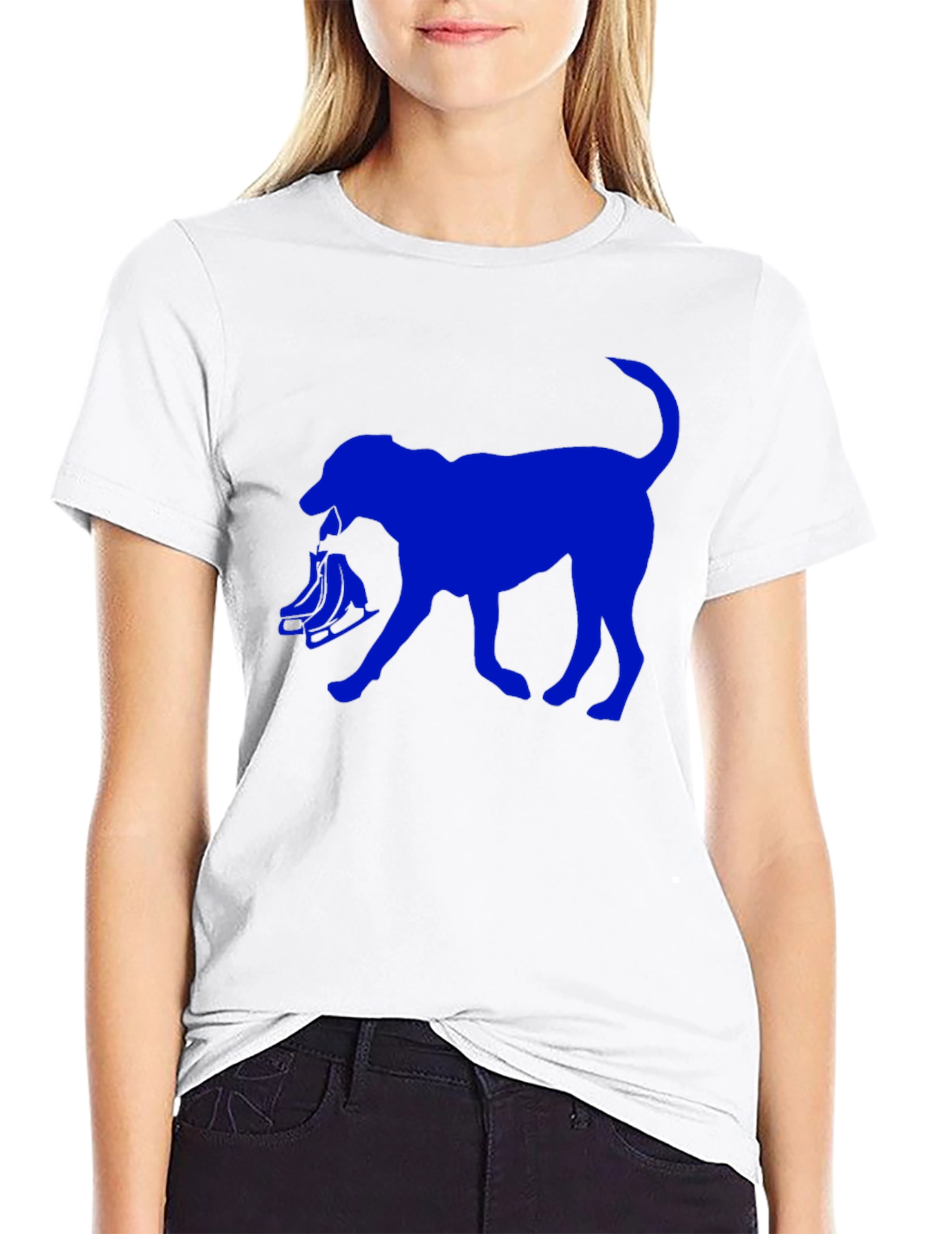 Dog with Skates Graphic T-Shirt - Black