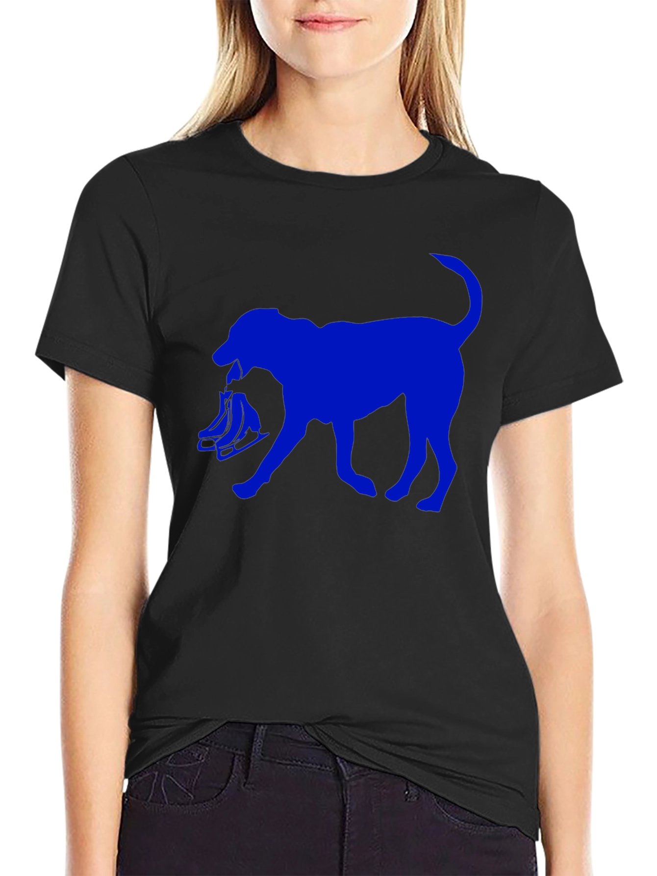 Dog with Skates Graphic T-Shirt - Black