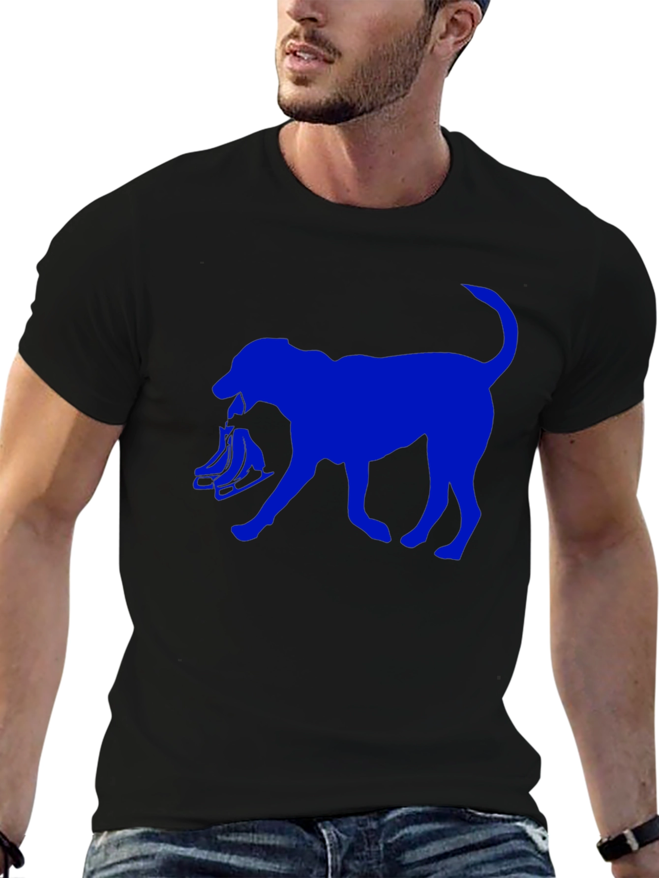 Dog with Skates Graphic T-Shirt - Black