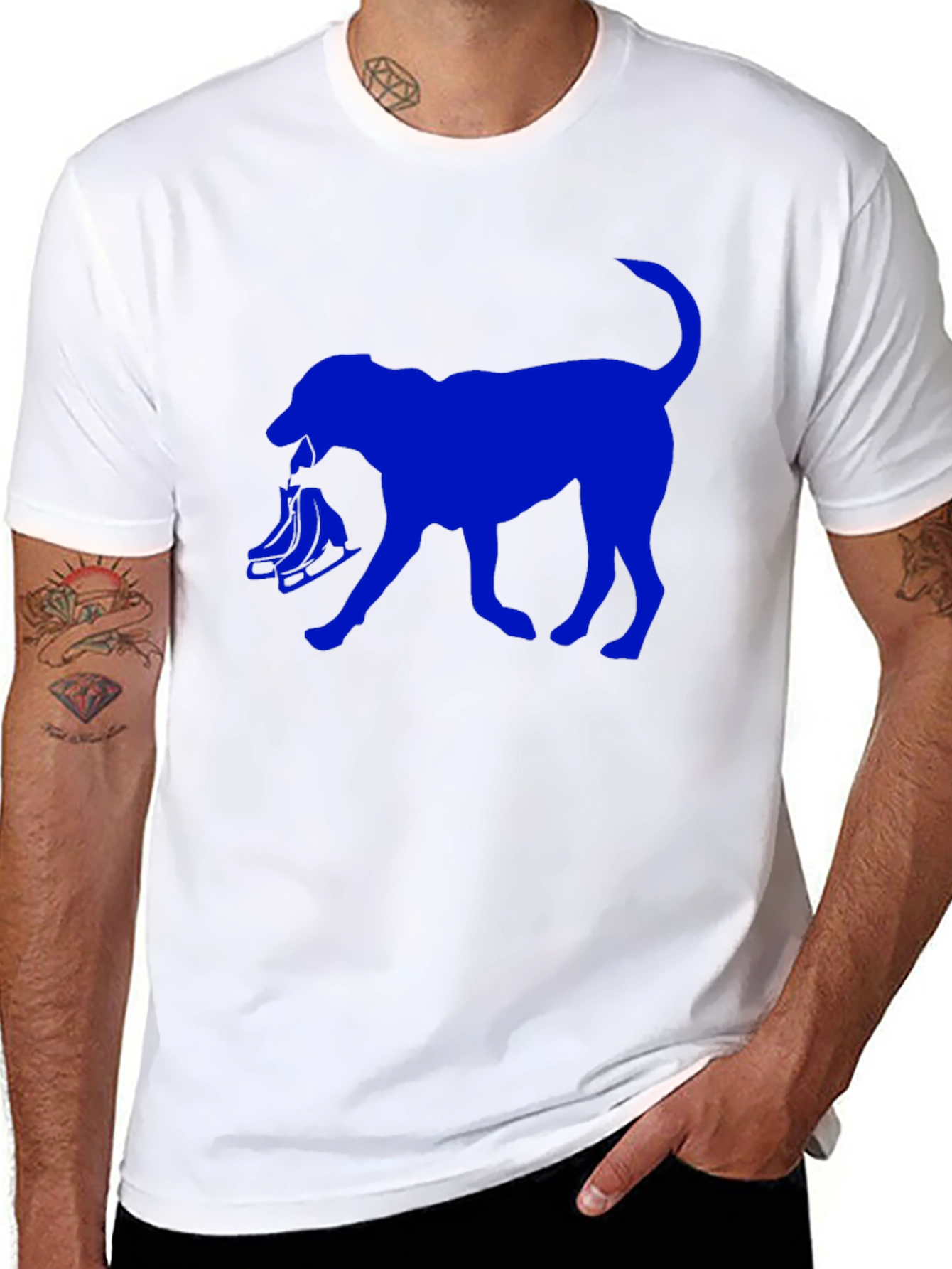 Dog with Skates Graphic T-Shirt - Black