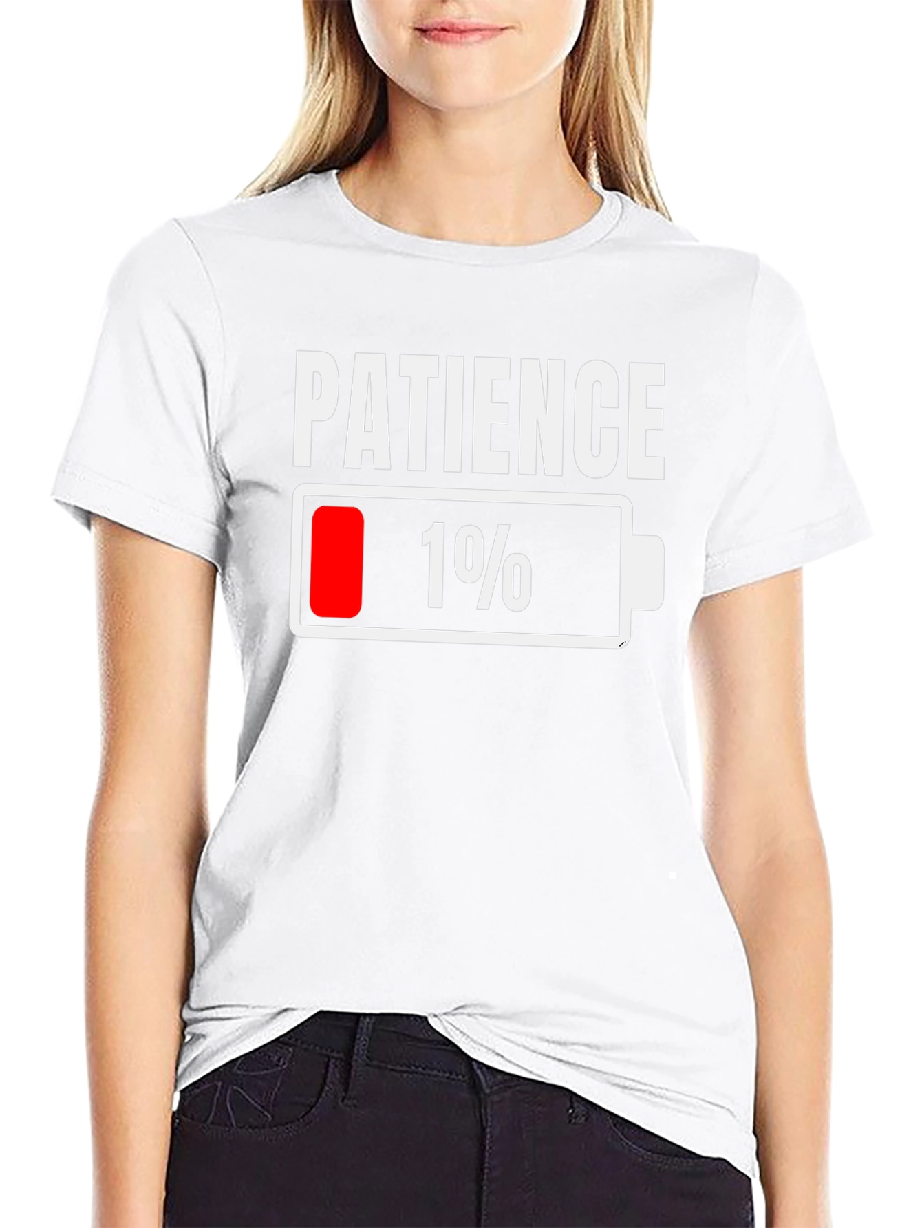 Patience 1% Battery Low Funny Graphic Tee