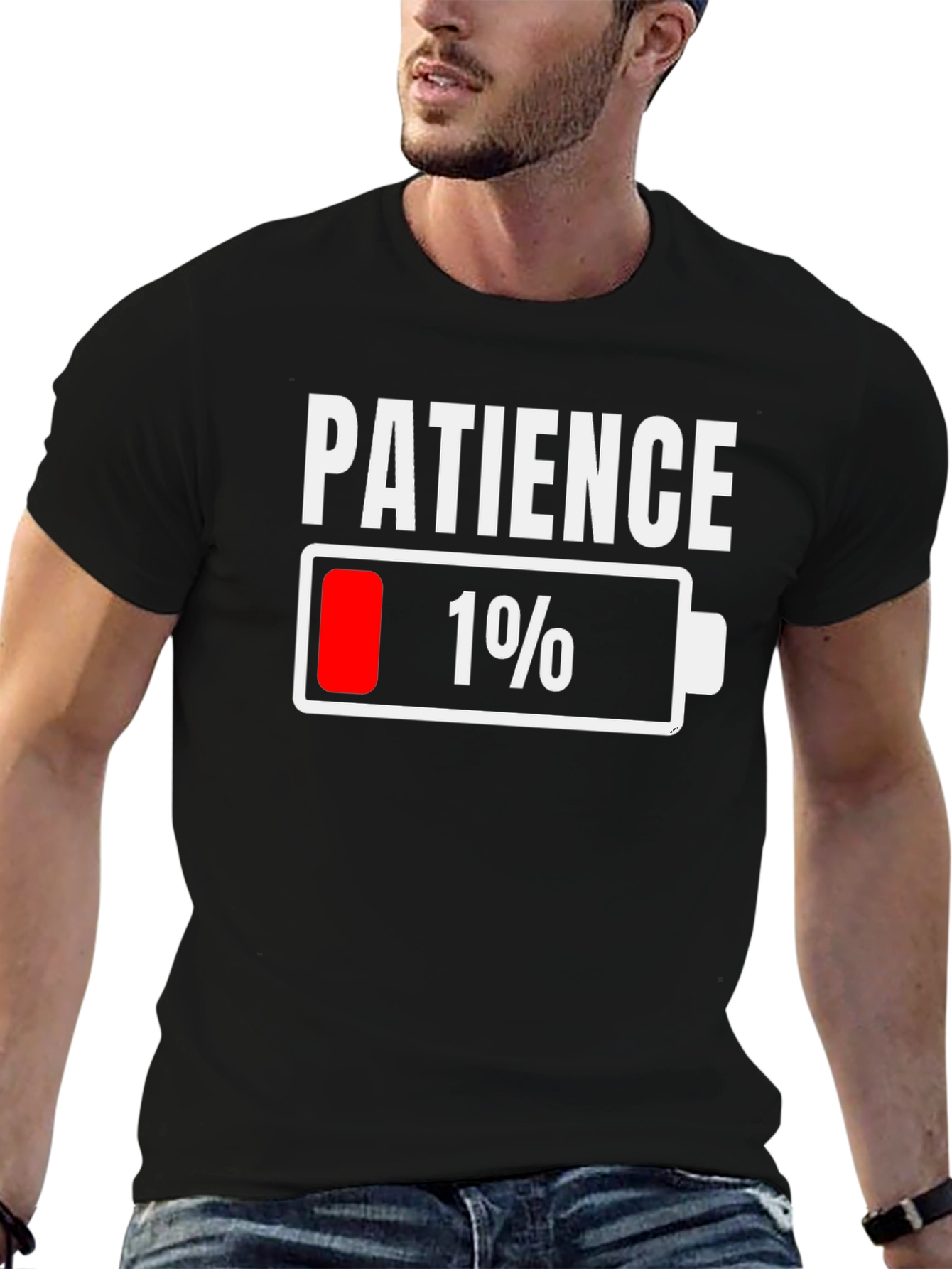 Patience 1% Battery Low Funny Graphic Tee