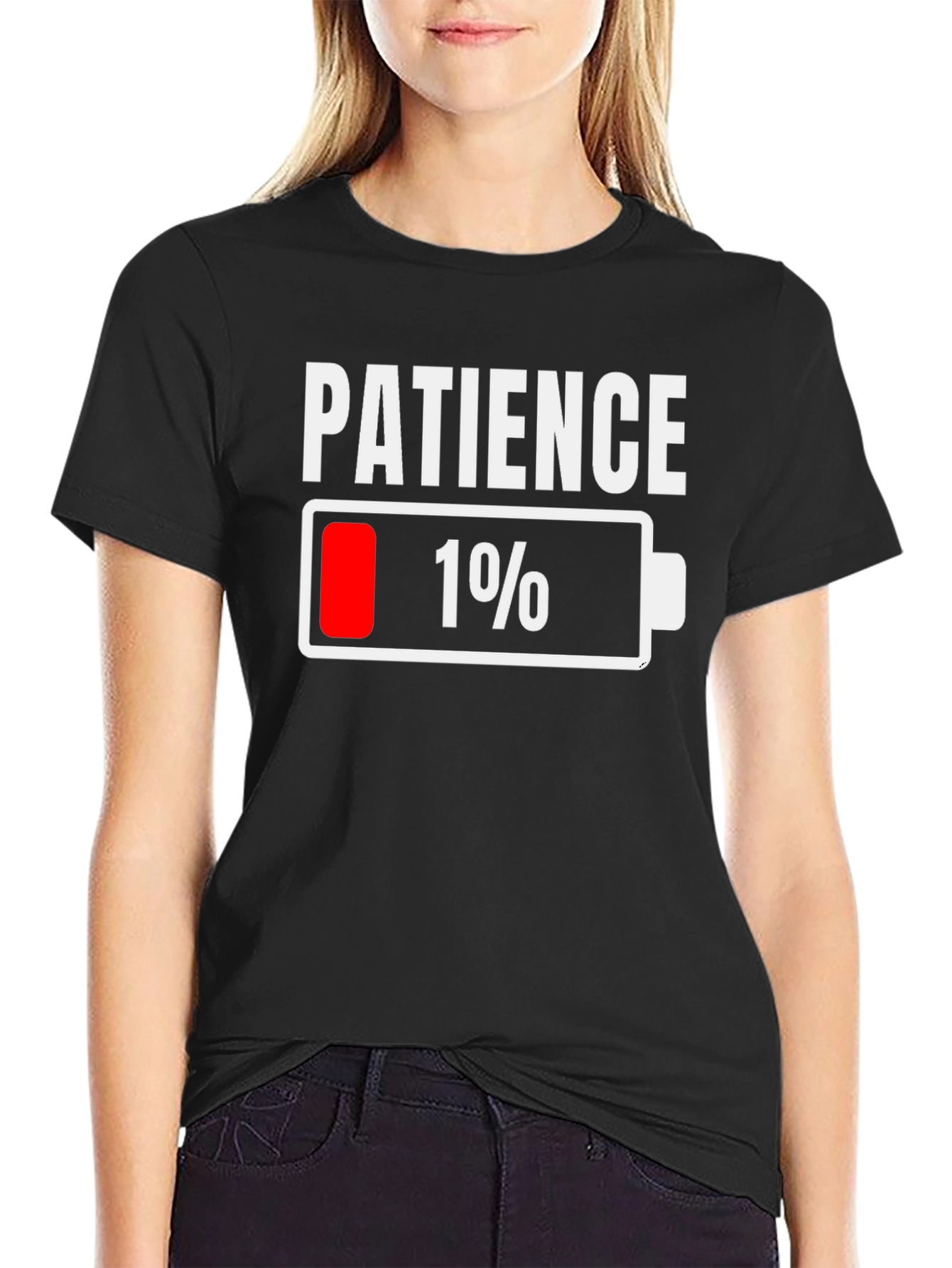 Patience 1% Battery Low Funny Graphic Tee