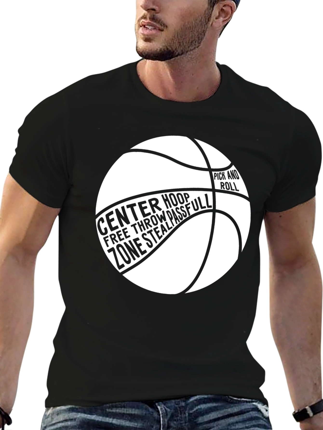 Basketball Graphic Tee - Center Hoop Design