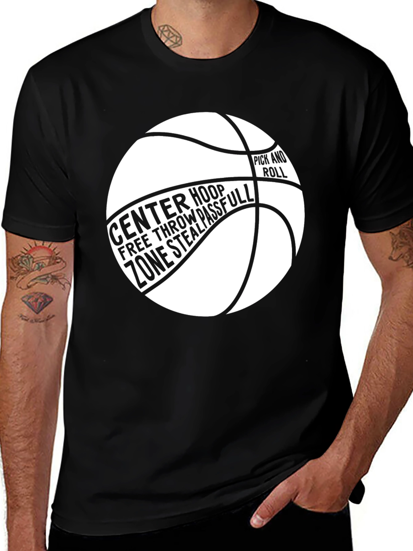 Basketball Graphic Tee - Center Hoop Design