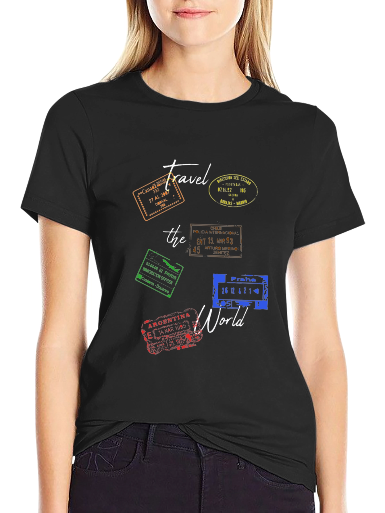 Travel The World Stamp Graphic T-Shirt