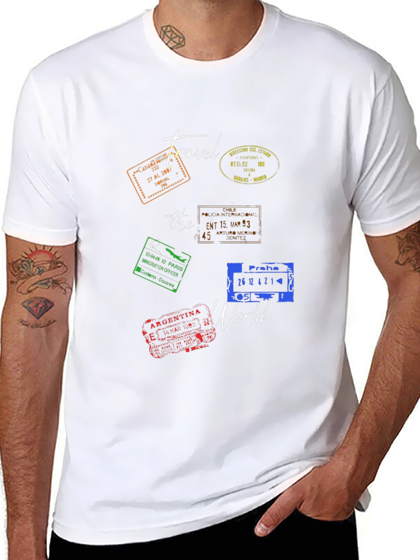 Travel The World Stamp Graphic T-Shirt