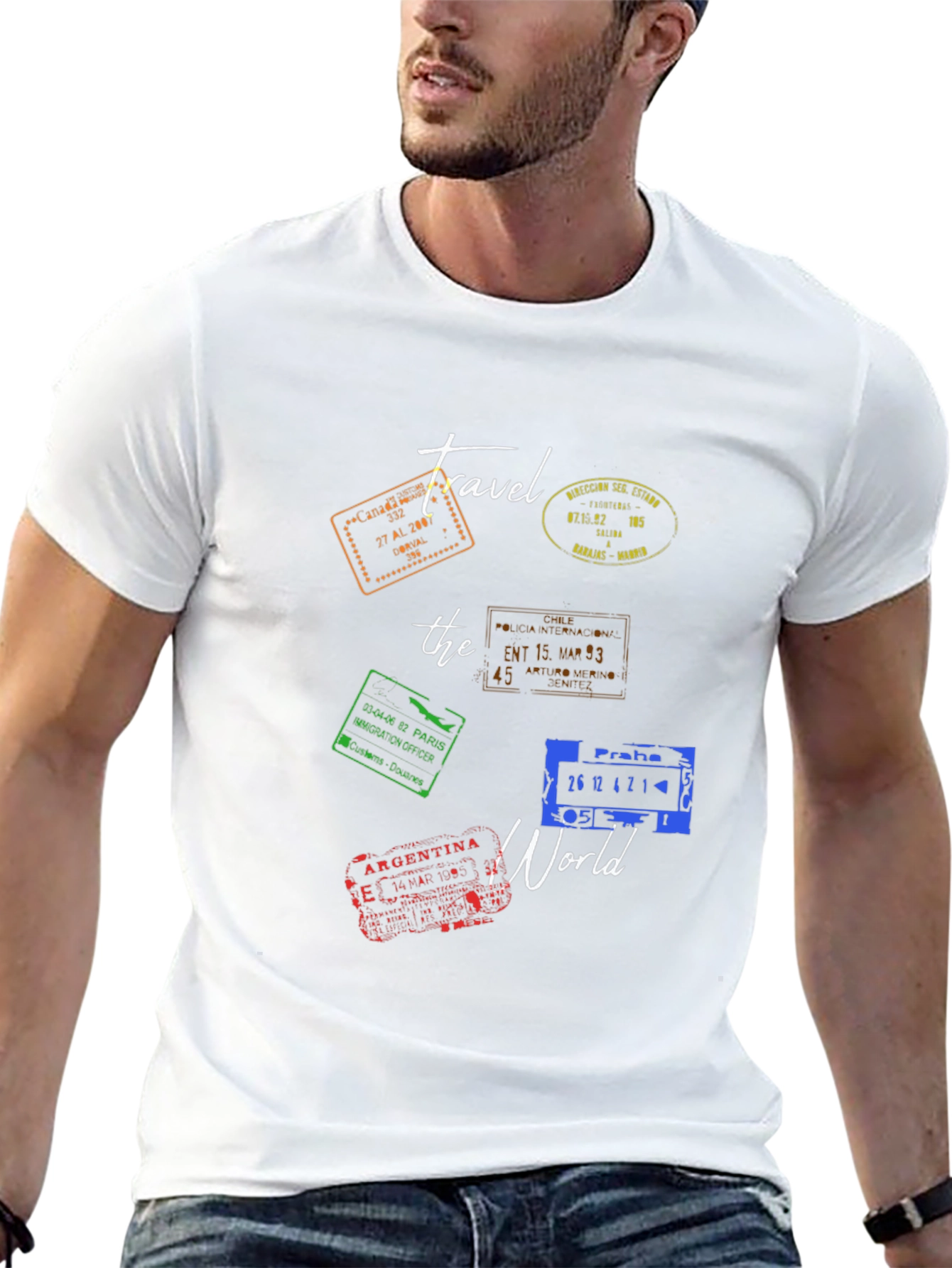 Travel The World Stamp Graphic T-Shirt