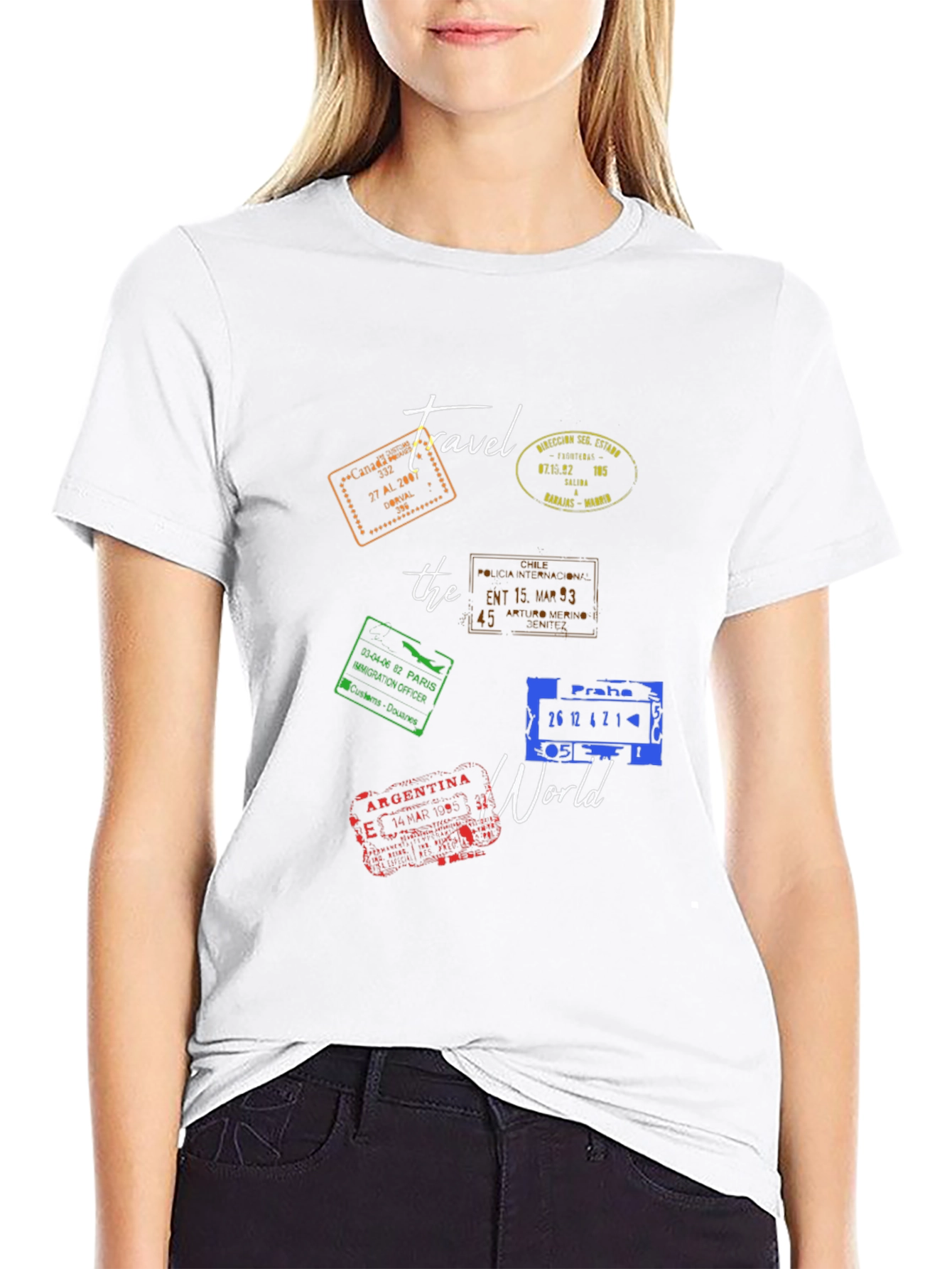 Travel The World Stamp Graphic T-Shirt