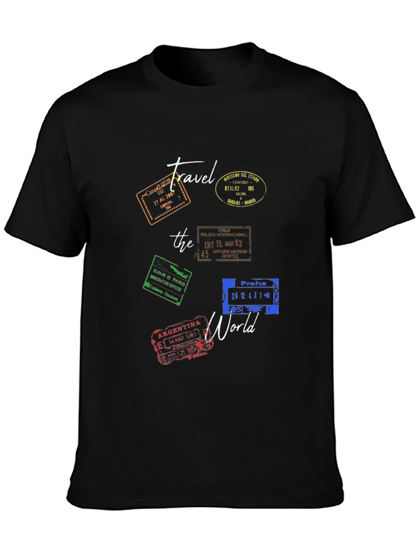 Travel The World Stamp Graphic T-Shirt