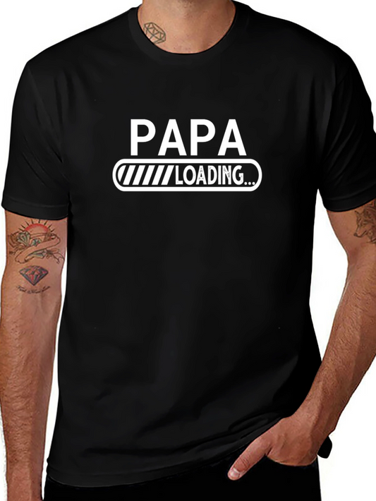 Papa Loading Funny Black T-Shirt - Fathers Day Gift