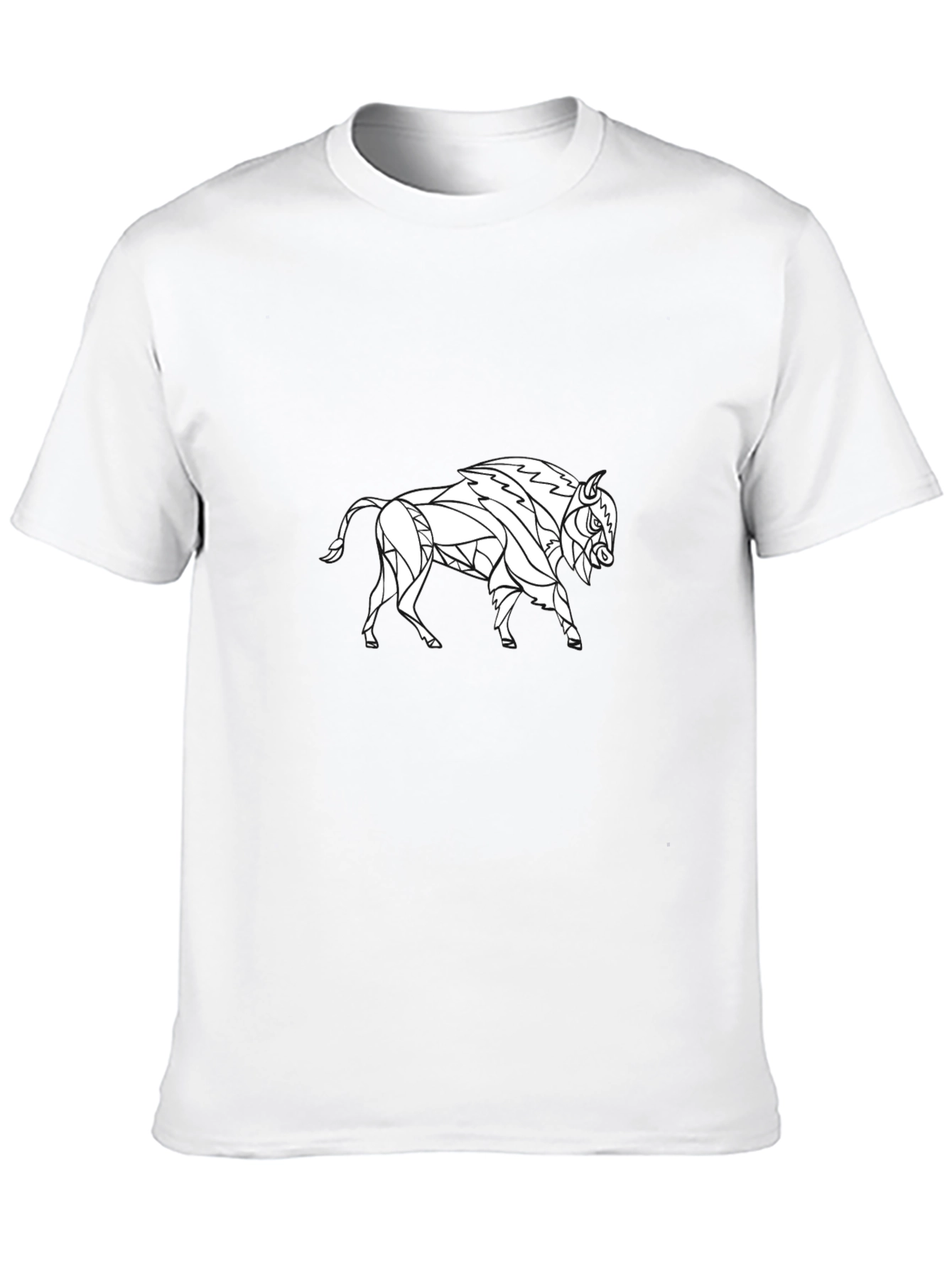 Geometric Buffalo Graphic Tee - Black