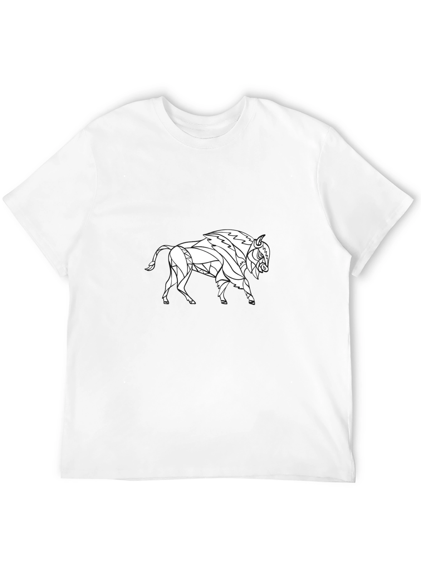 Geometric Buffalo Graphic Tee - Black