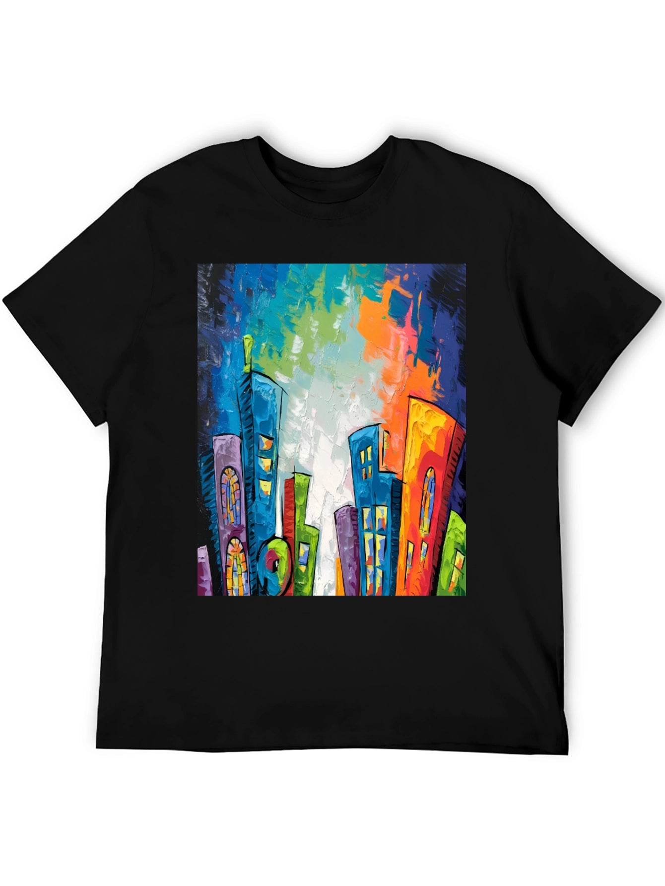 Abstract Cityscape Graphic Tee - Modern Art T-Shirt
