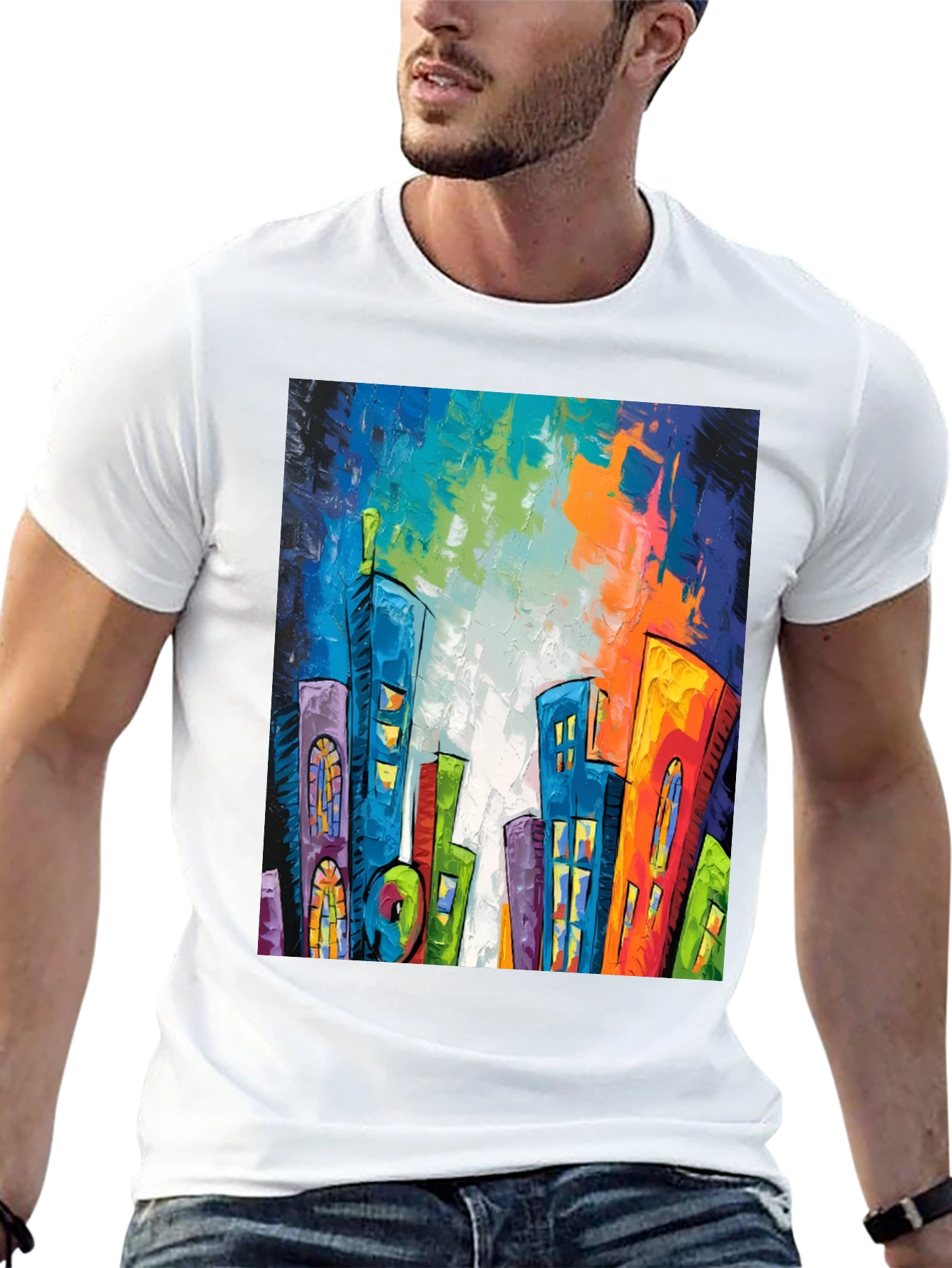 Abstract Cityscape Graphic Tee - Modern Art T-Shirt