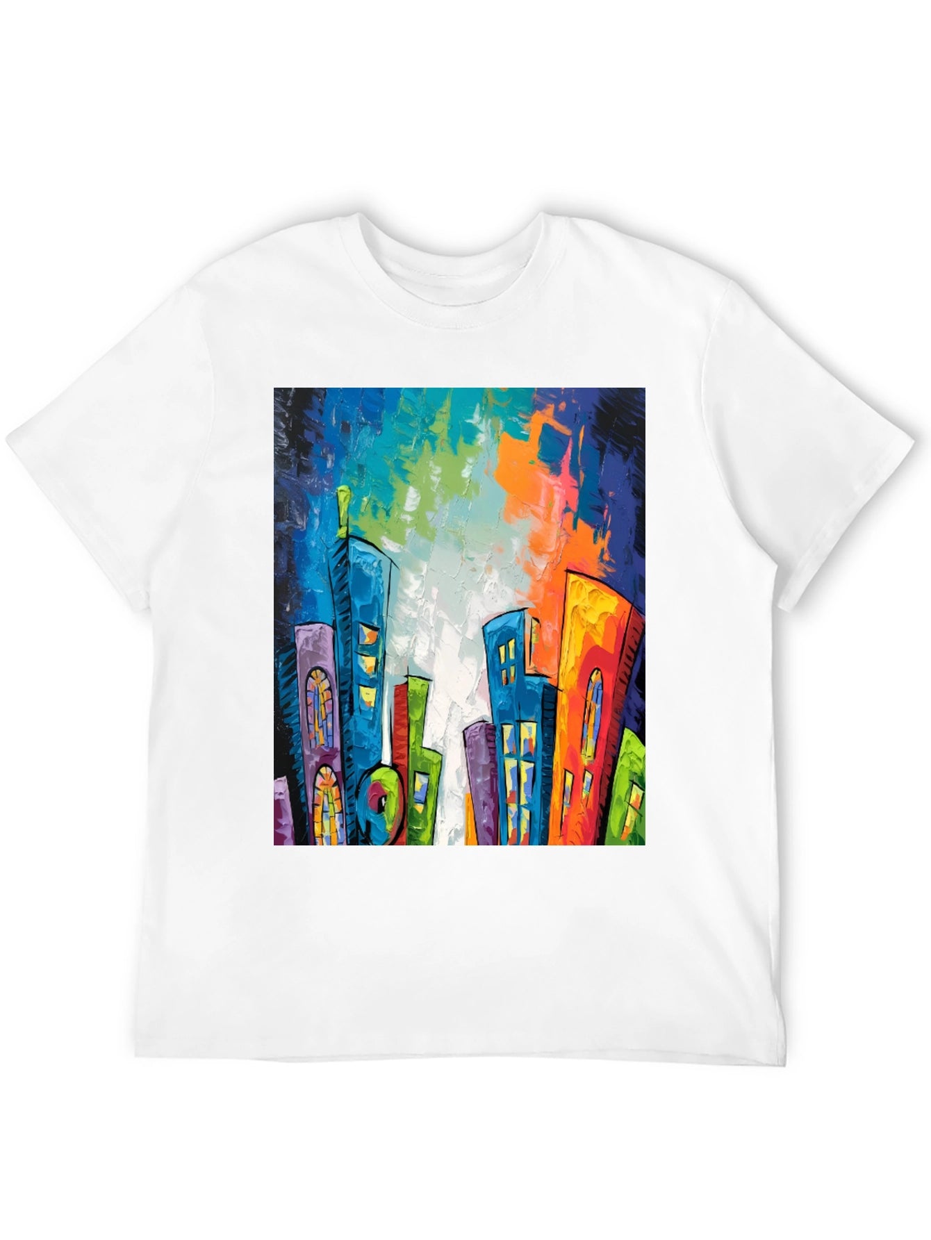 Abstract Cityscape Graphic Tee - Modern Art T-Shirt