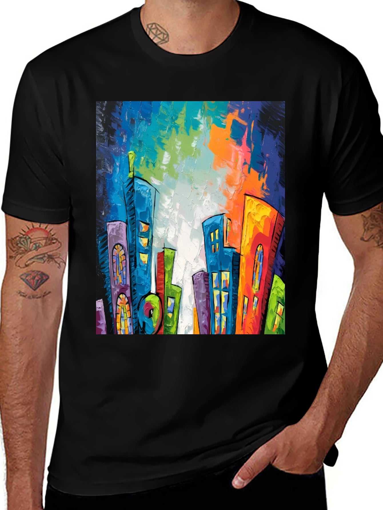 Abstract Cityscape Graphic Tee - Modern Art T-Shirt