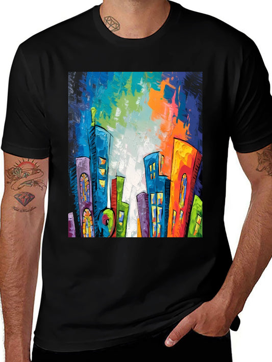 Abstract Cityscape Graphic Tee - Modern Art T-Shirt