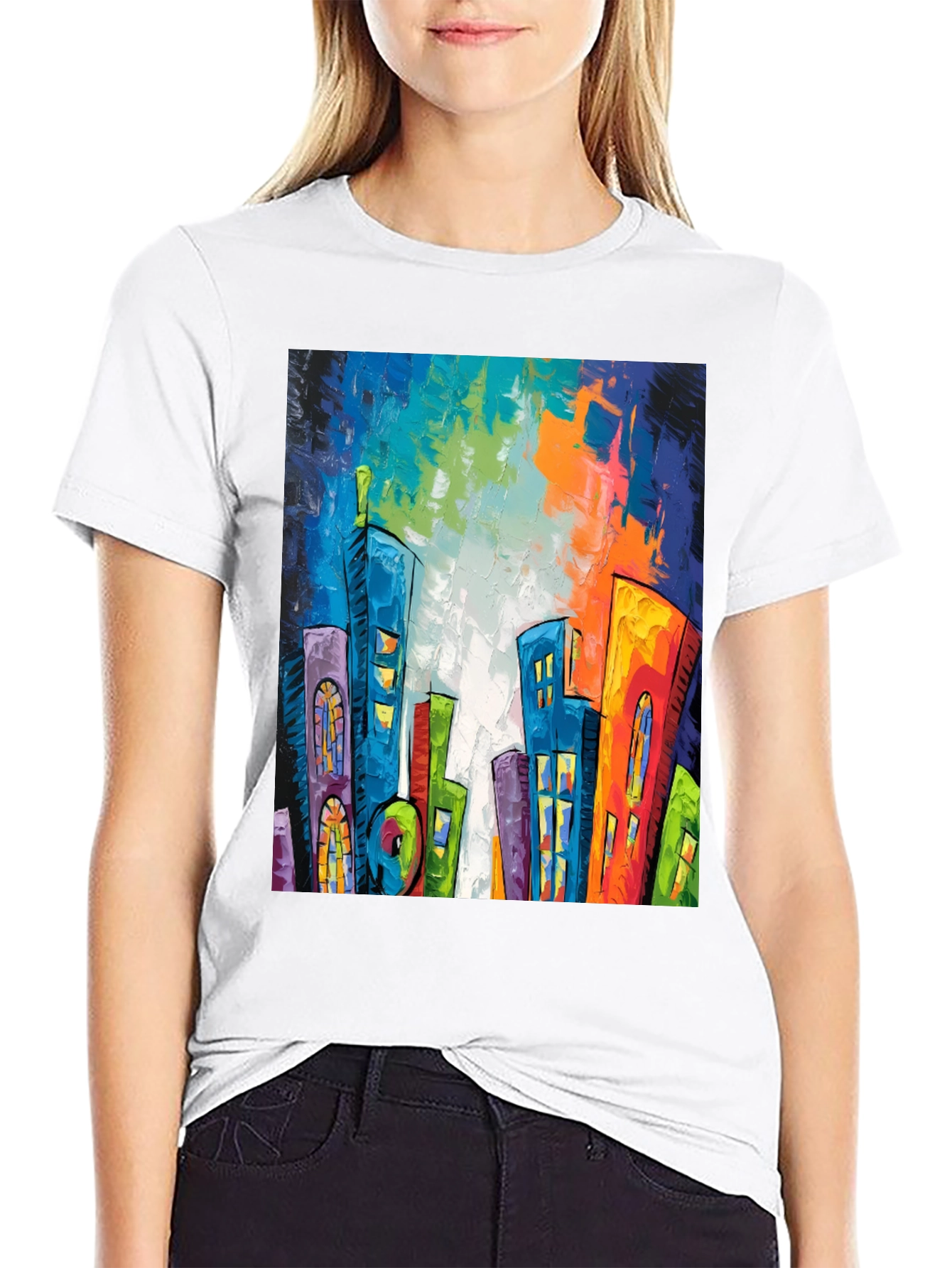 Abstract Cityscape Graphic Tee - Modern Art T-Shirt