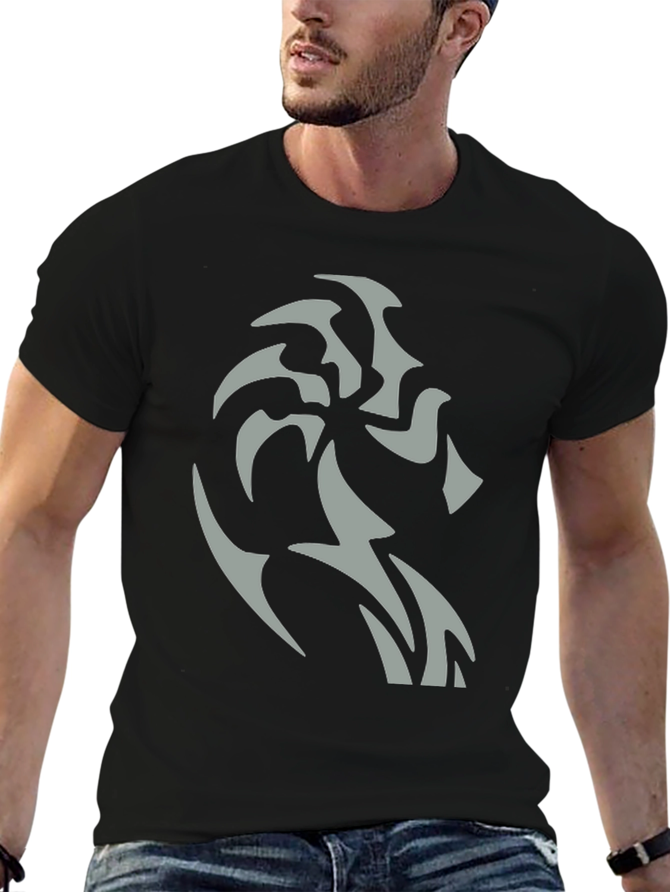 Tribal Lion Graphic Black T-Shirt - Stylish Mens Tee