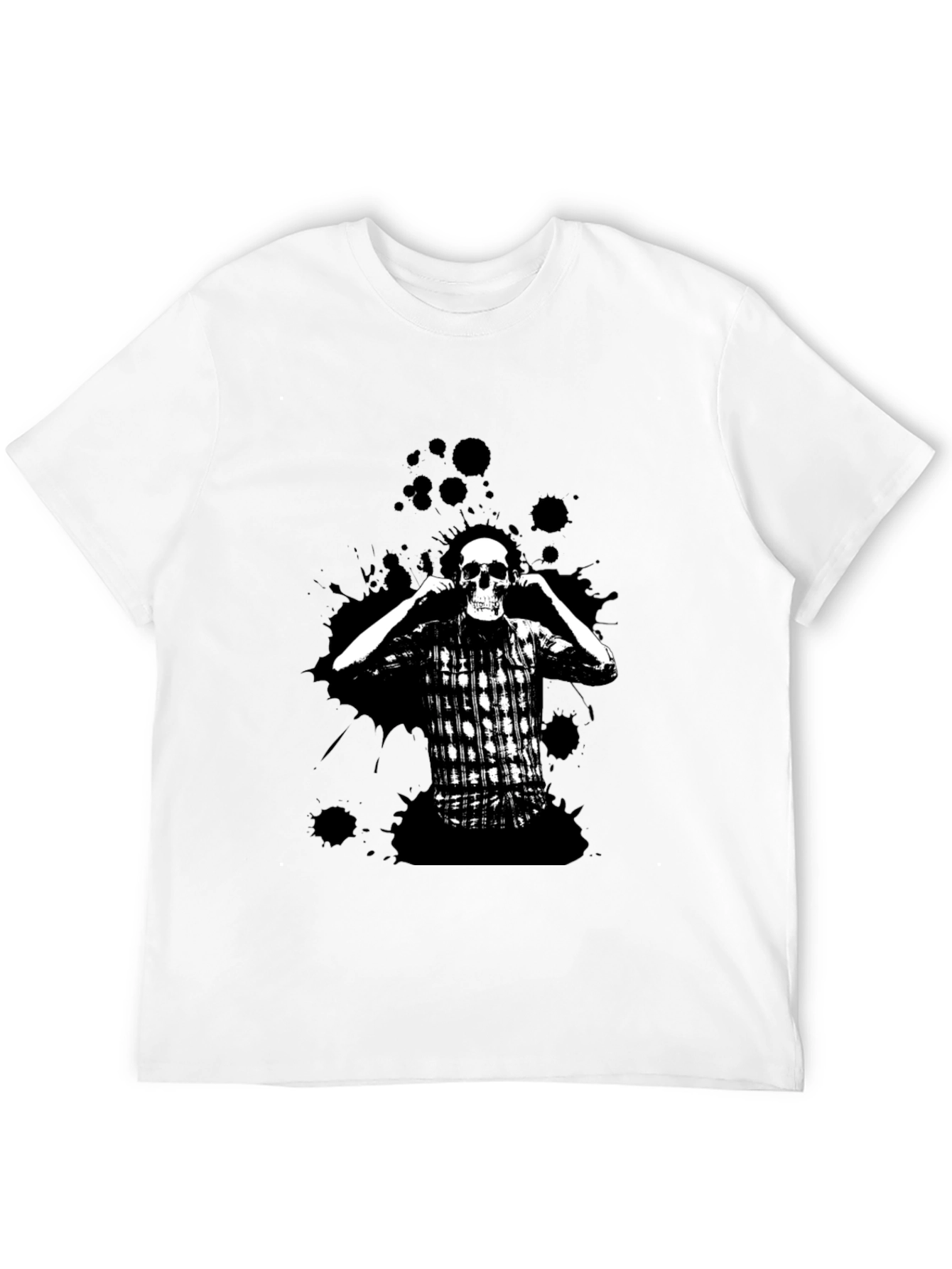 Skull & Plaid Graphic Black Tee