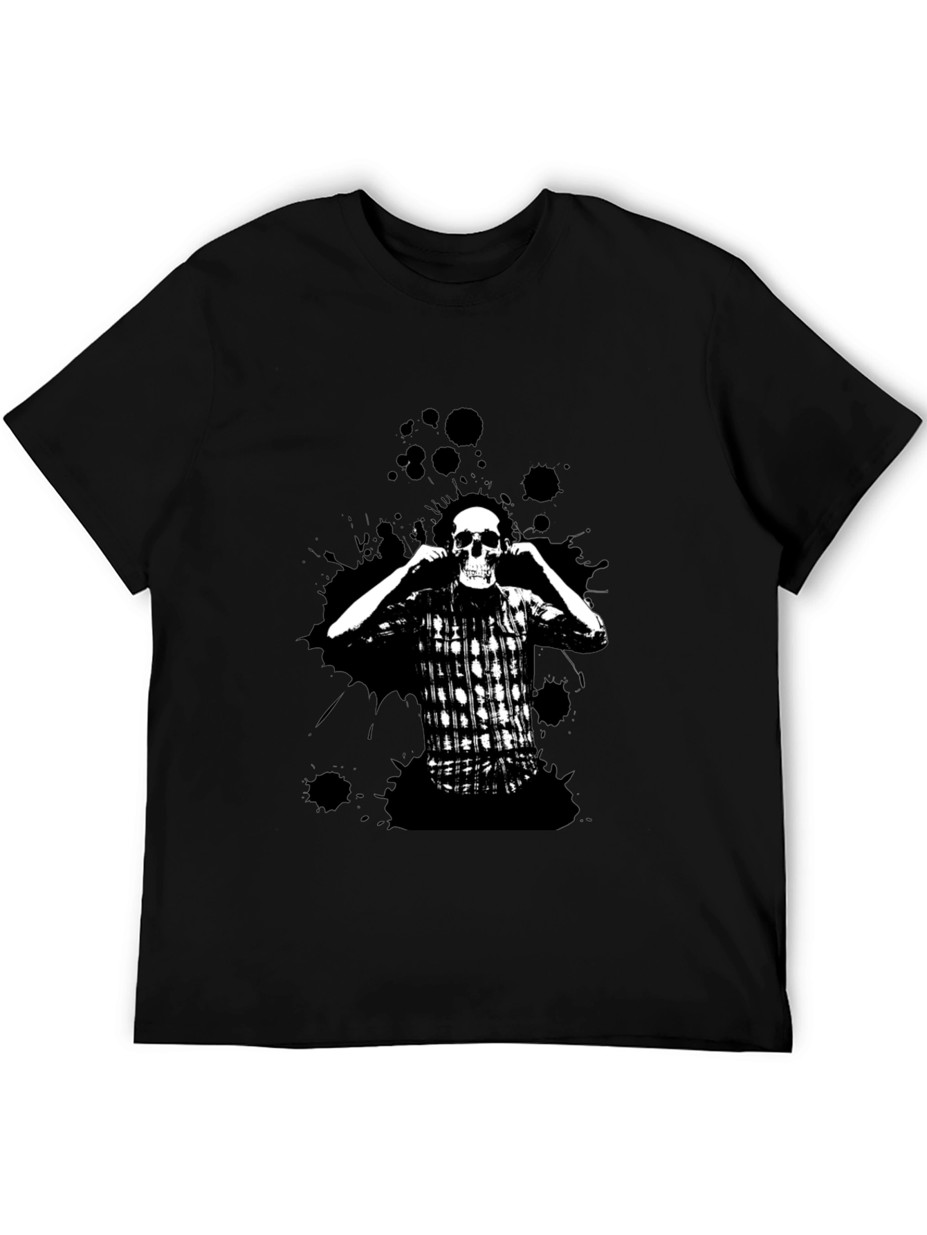 Skull & Plaid Graphic Black Tee
