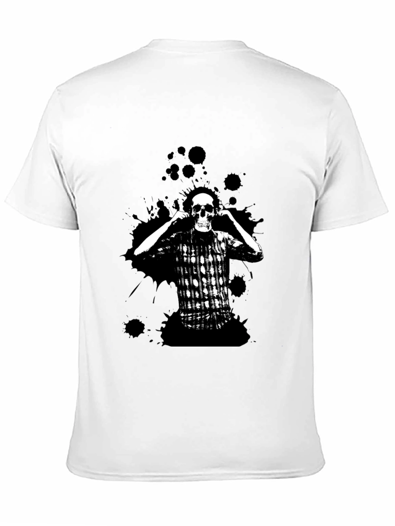 Skull & Plaid Graphic Black Tee