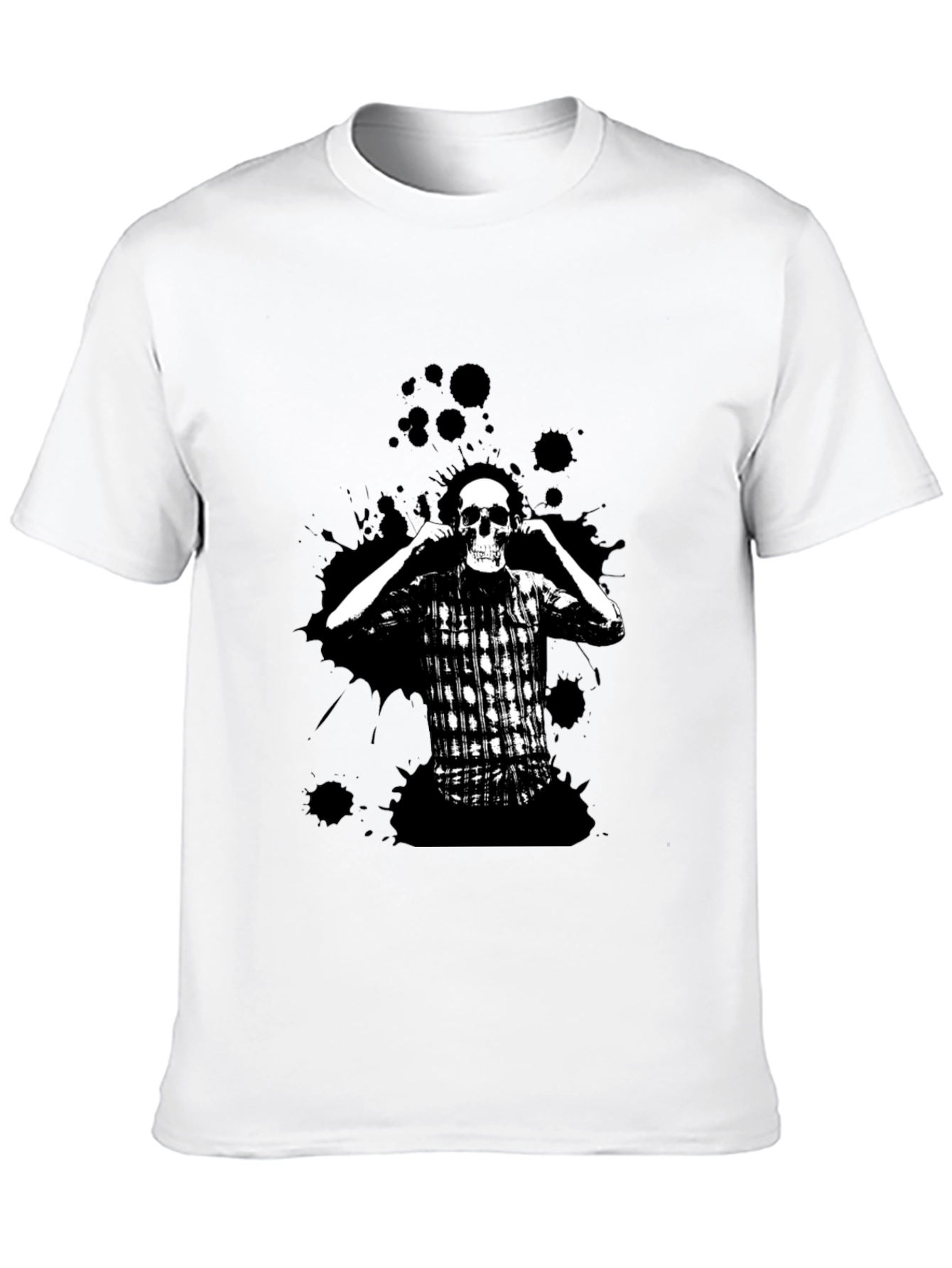 Skull & Plaid Graphic Black Tee