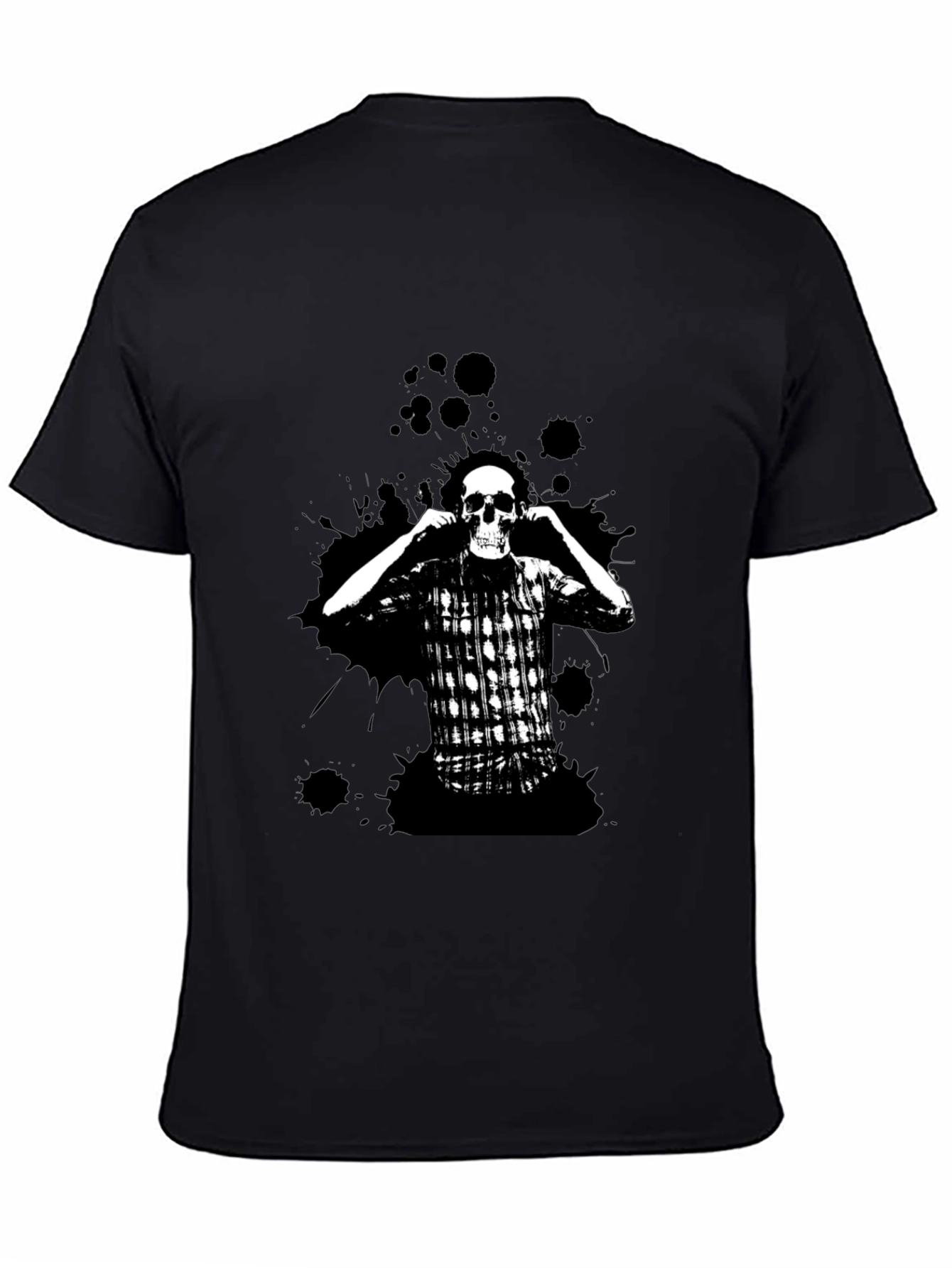 Skull & Plaid Graphic Black Tee
