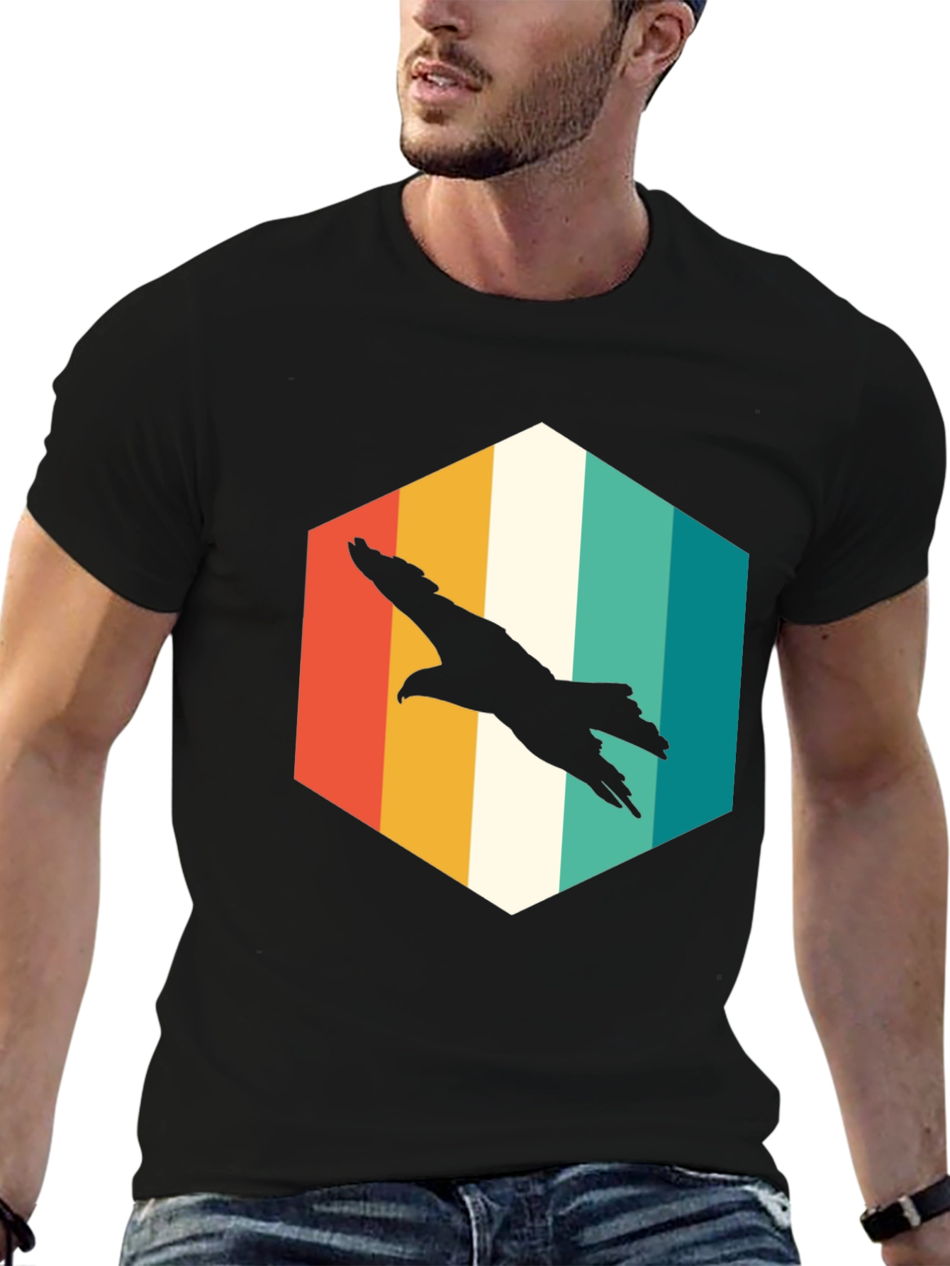 Retro Eagle Graphic Tee - Mens Black T-Shirt