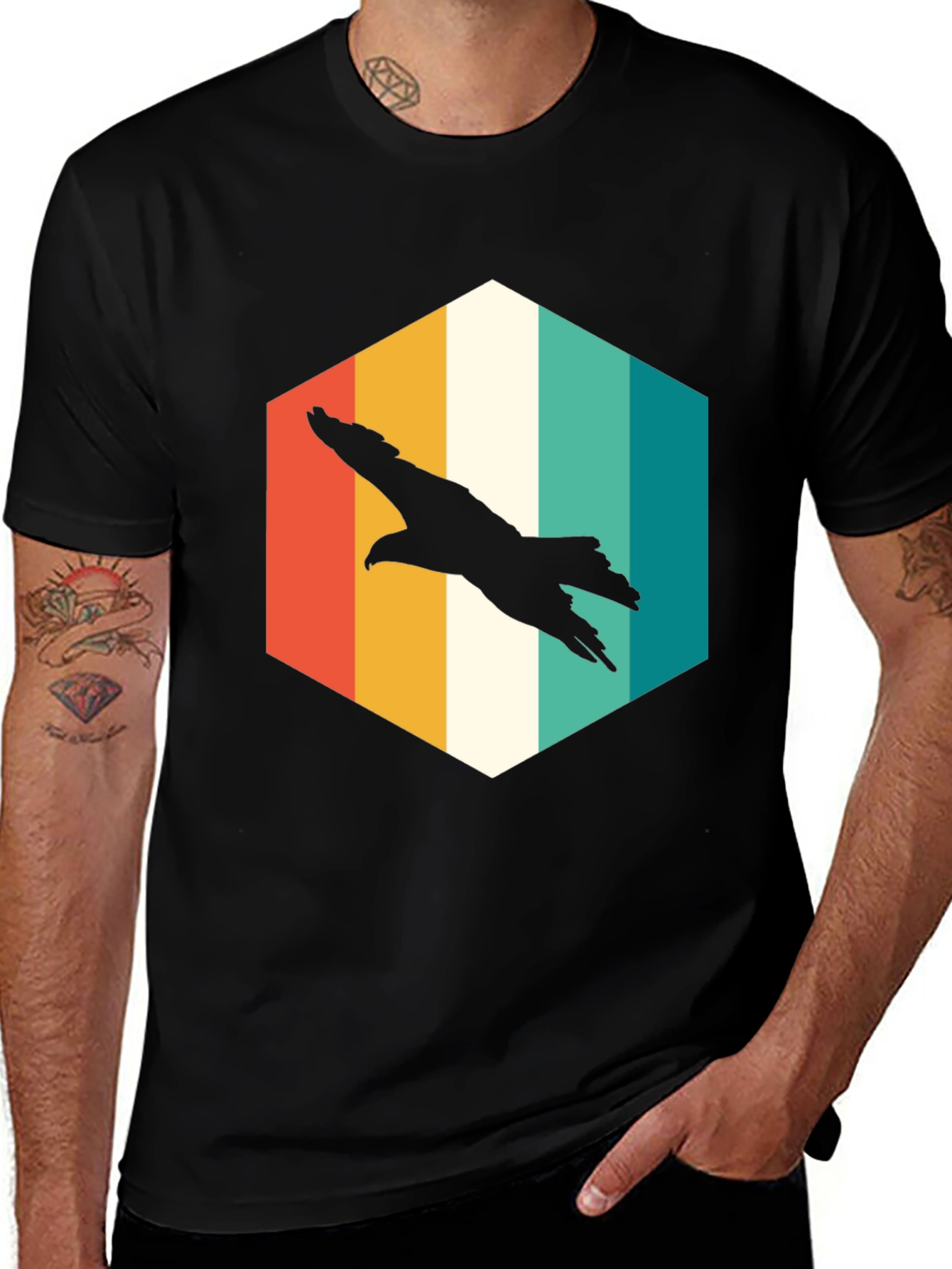 Retro Eagle Graphic Tee - Mens Black T-Shirt