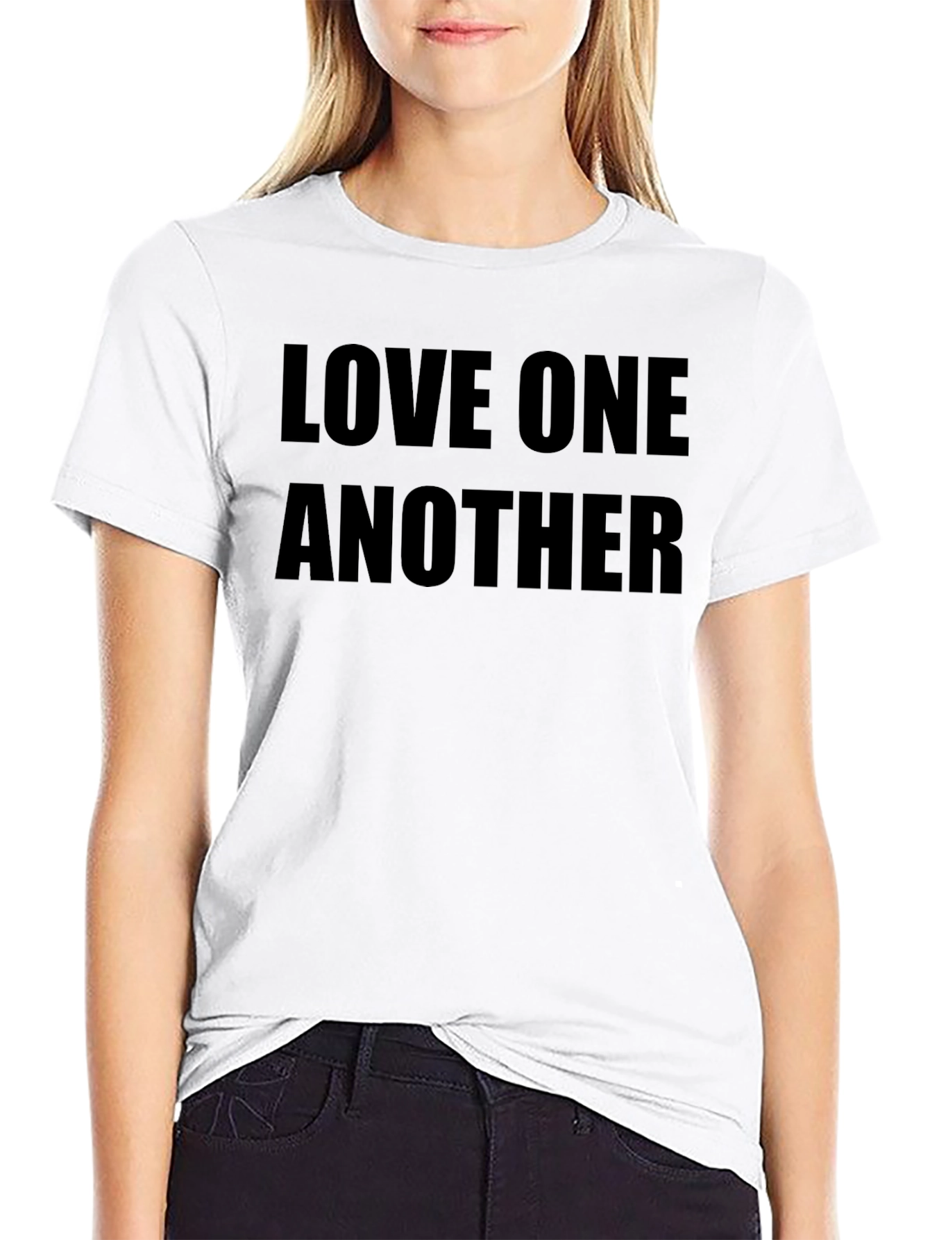 Love One Another T-Shirt Black Casual Style
