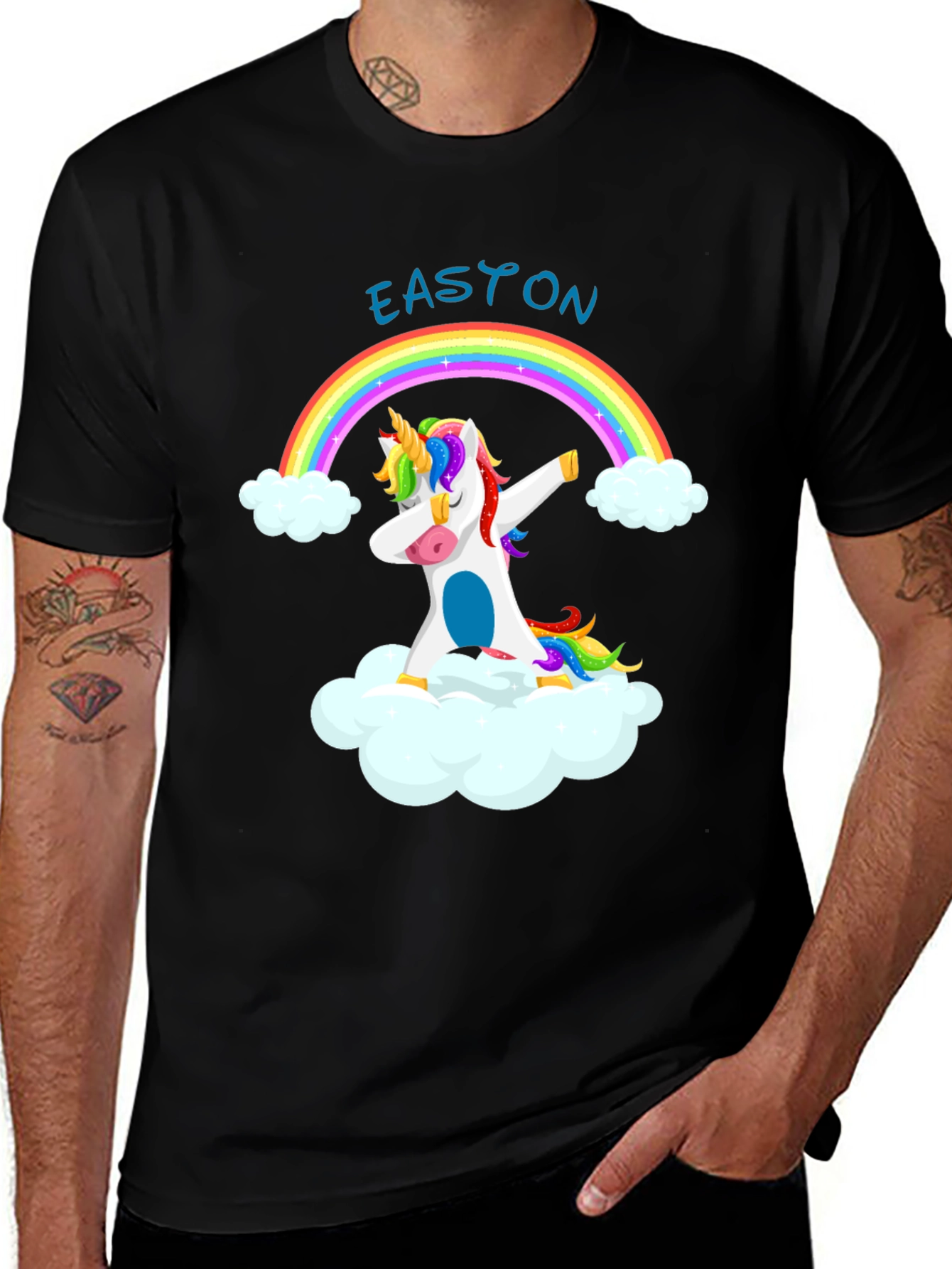 Easton Unicorn Dab Rainbow Black T-Shirt