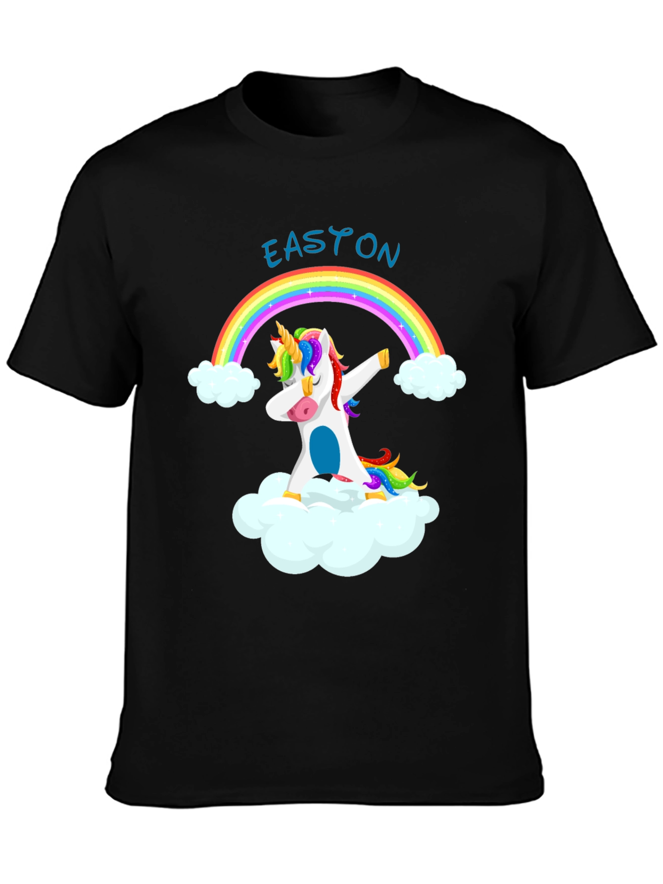 Easton Unicorn Dab Rainbow Black T-Shirt