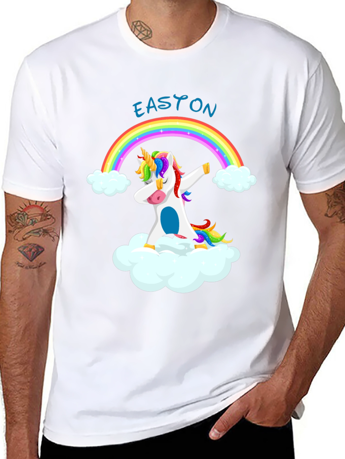 Easton Unicorn Dab Rainbow Black T-Shirt