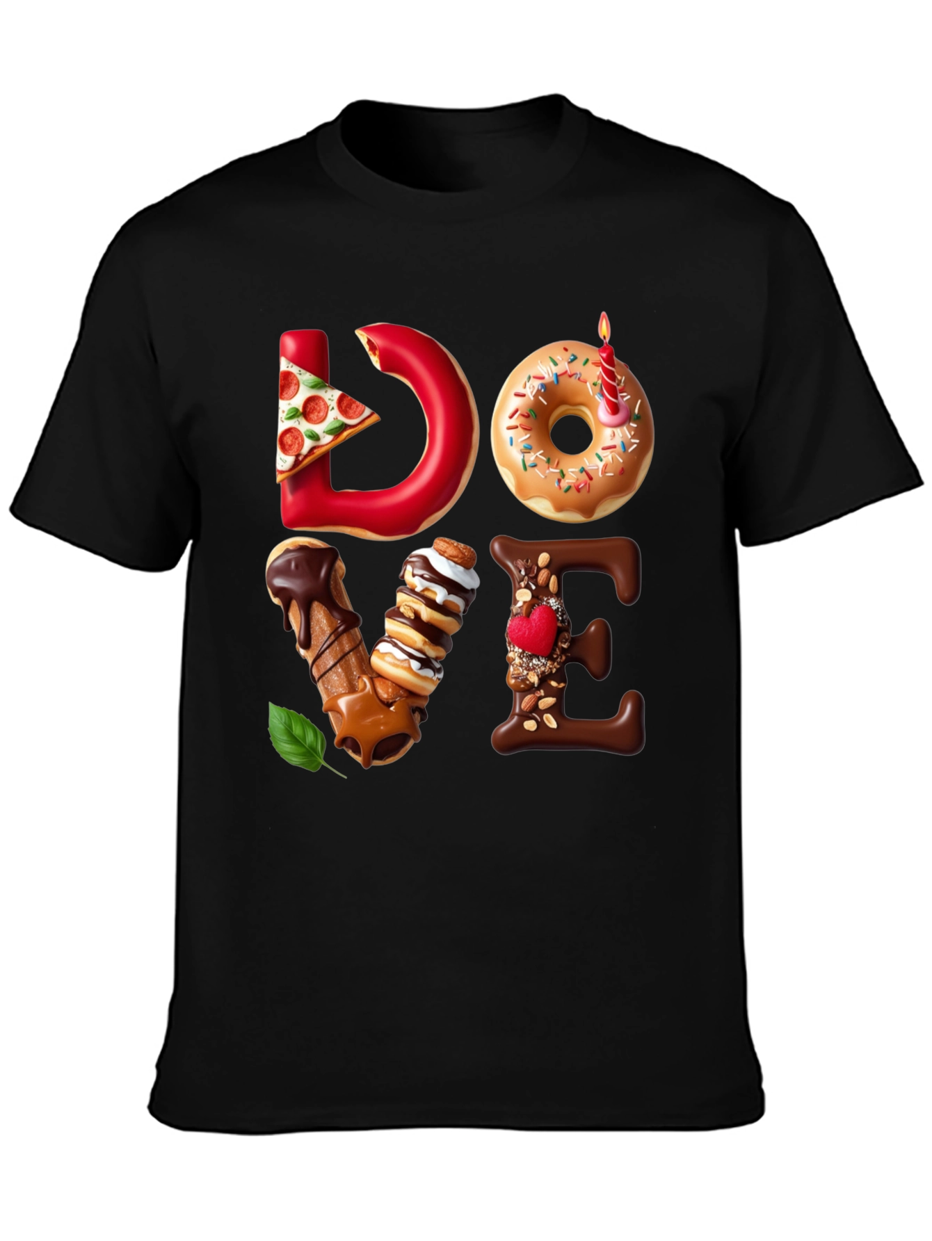 LOVE Food Graphic T-Shirt Unique Novelty Tee