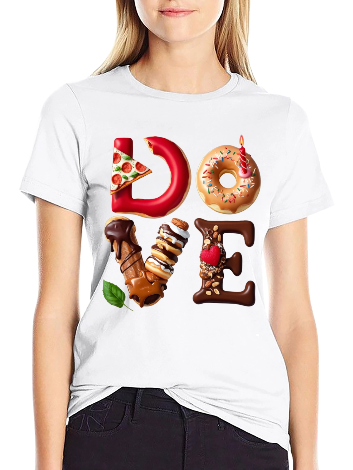 LOVE Food Graphic T-Shirt Unique Novelty Tee