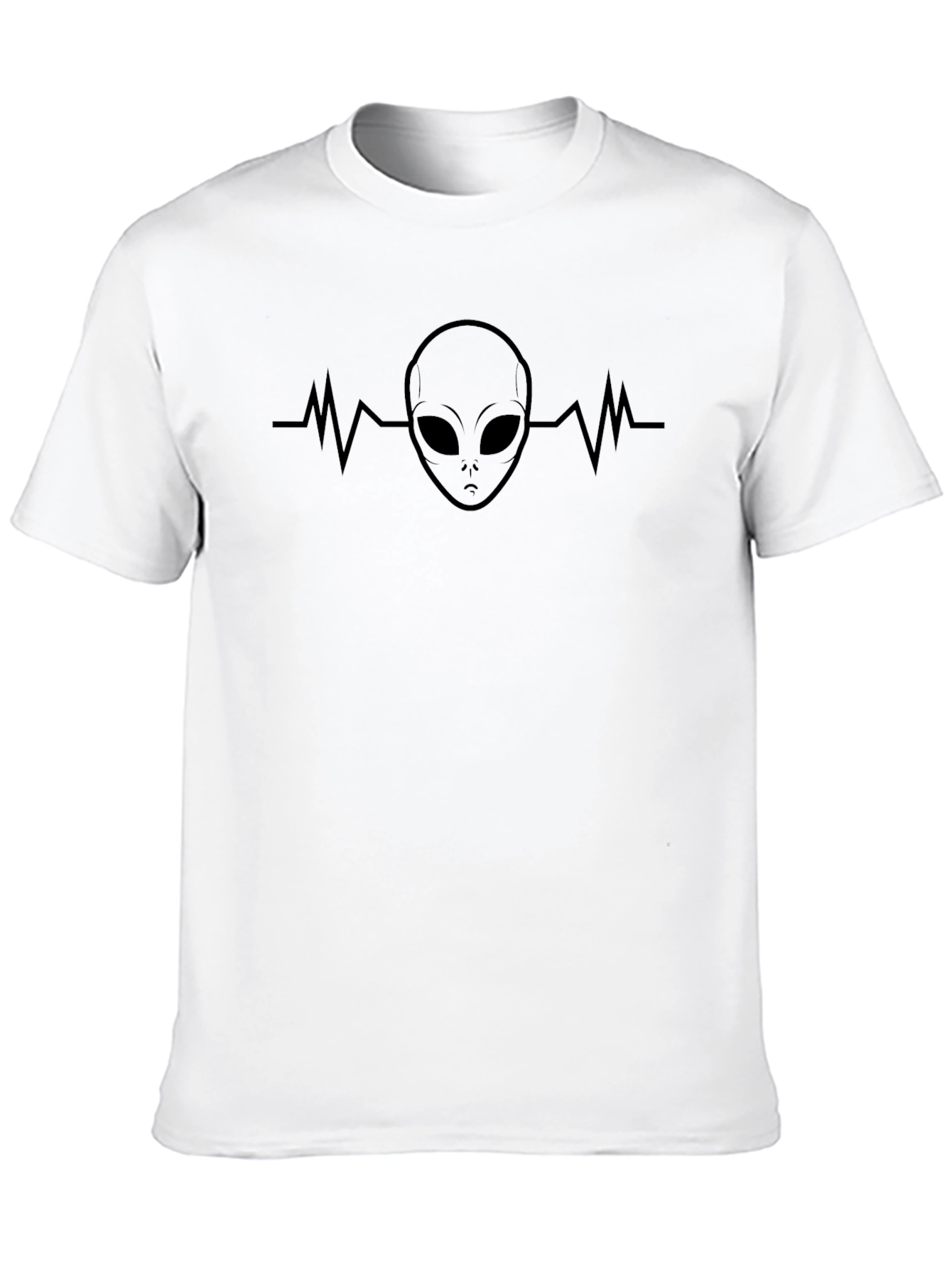 Alien Heartbeat Graphic Tee - Black Cotton Casual Shirt