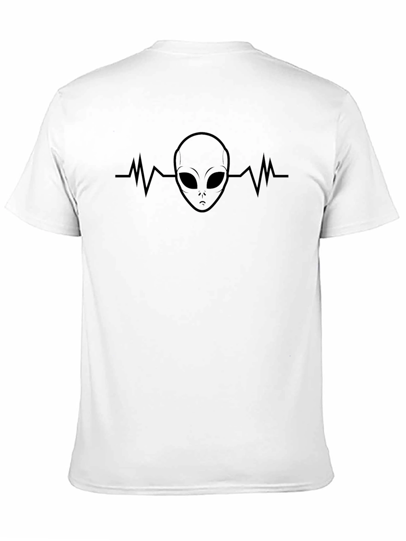 Alien Heartbeat Graphic Tee - Black Cotton Casual Shirt