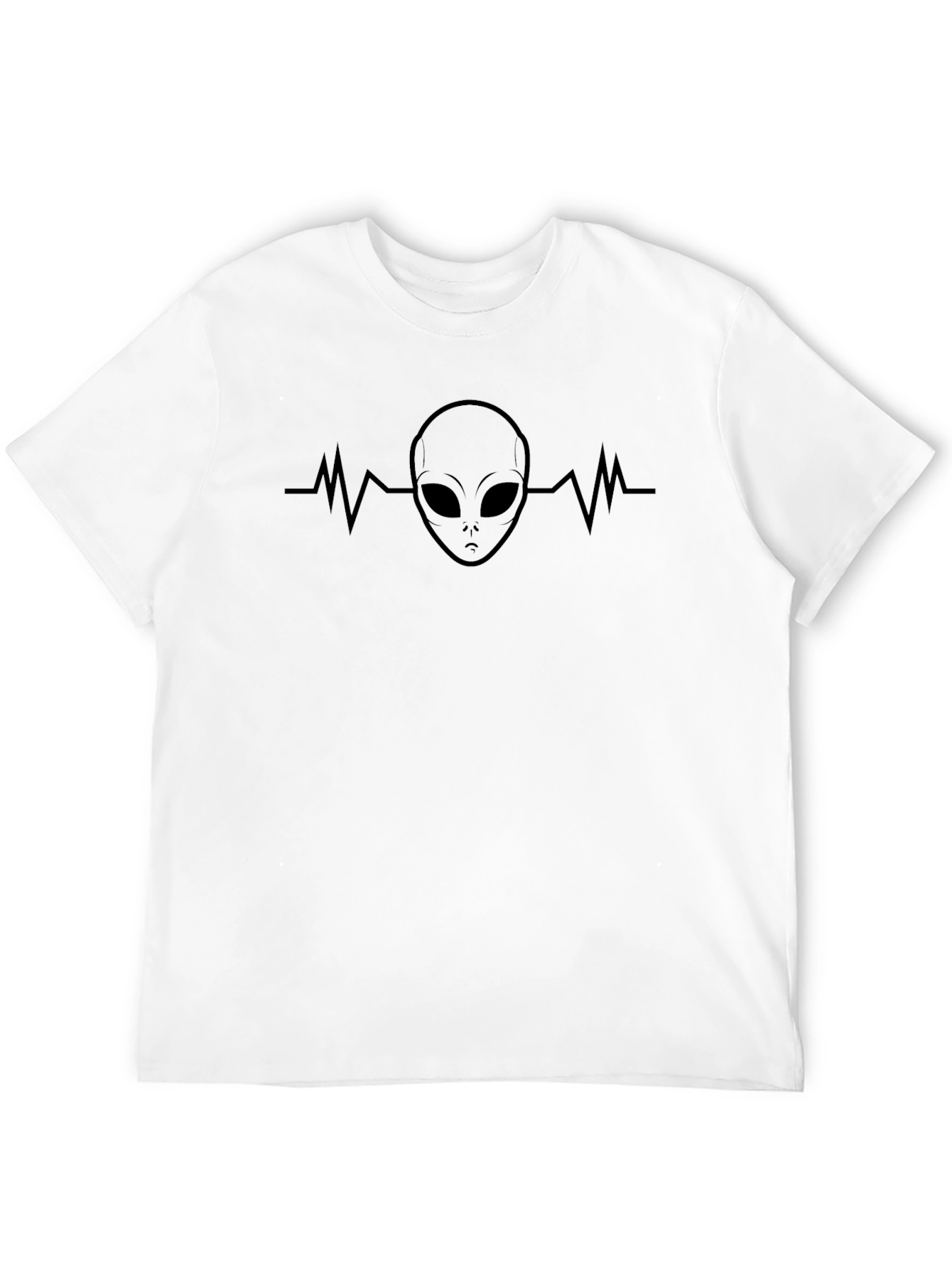 Alien Heartbeat Graphic Tee - Black Cotton Casual Shirt