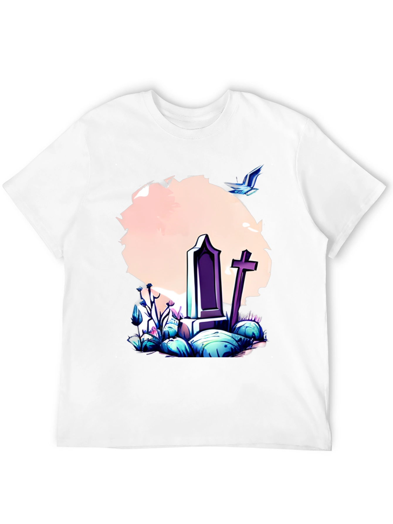 Grave Scene Graphic Tee - Stylish Comfort